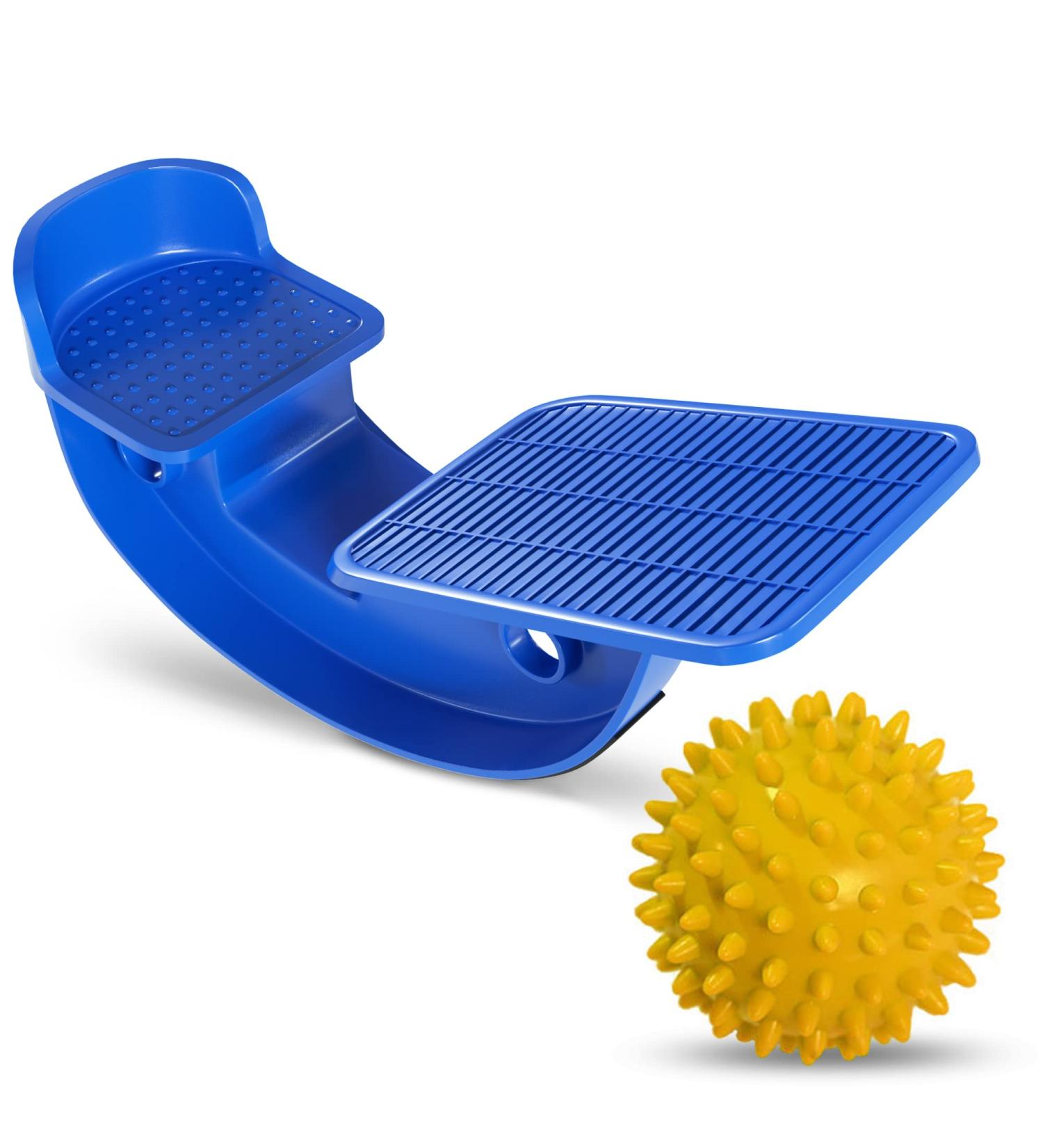 ProHeal Foot Rocker Calf Stretcher with Spiked Ball Massager for Plantar Fasciitis & Achilles Tendonitis - Blue/Yellow - Lower Leg Pain Relief - Buy Online on SooperMarket.com