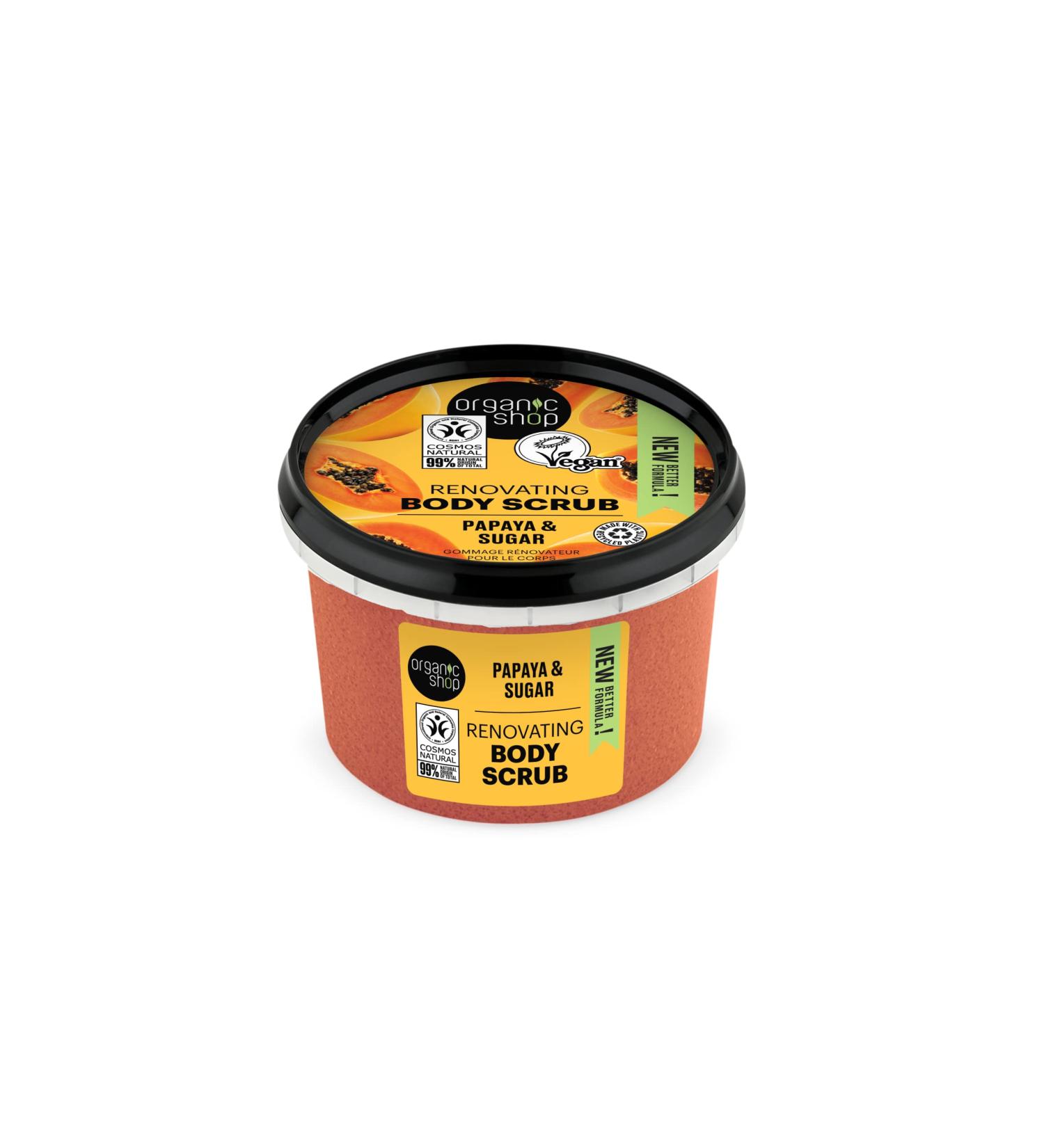 Organic Shop Body Scrub - Natural Juicy Papaya & Sugar 250ml | Nourishing Exfoliating Skincare - International Shipping Available - Buy Online on SooperMarket.com