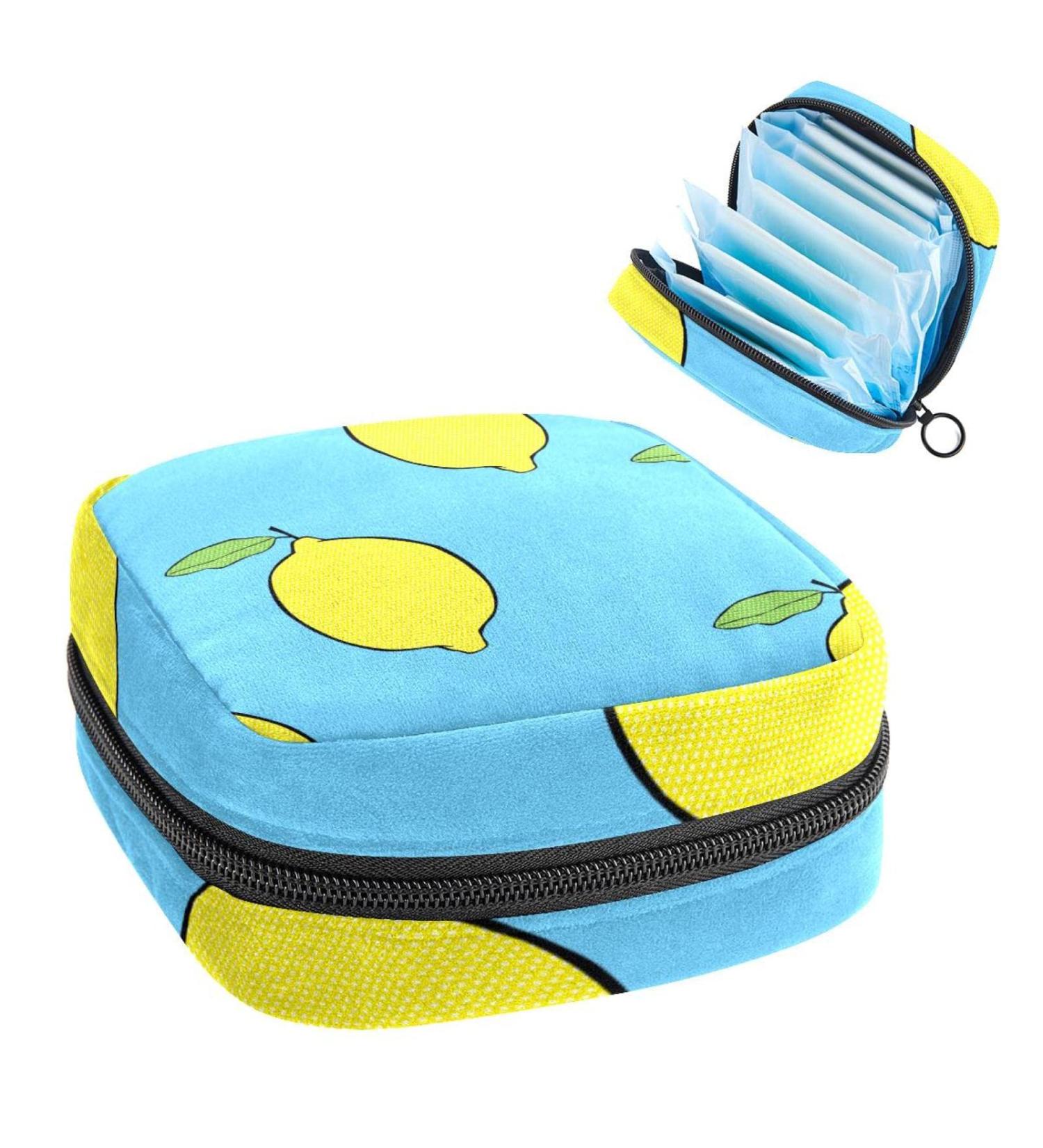 Fruit Lemons Blue Sanitary Napkin Storage Bag - Portable Period Pouch for Women and Girls - Multi-colored - Buy Online on SooperMarket.com
