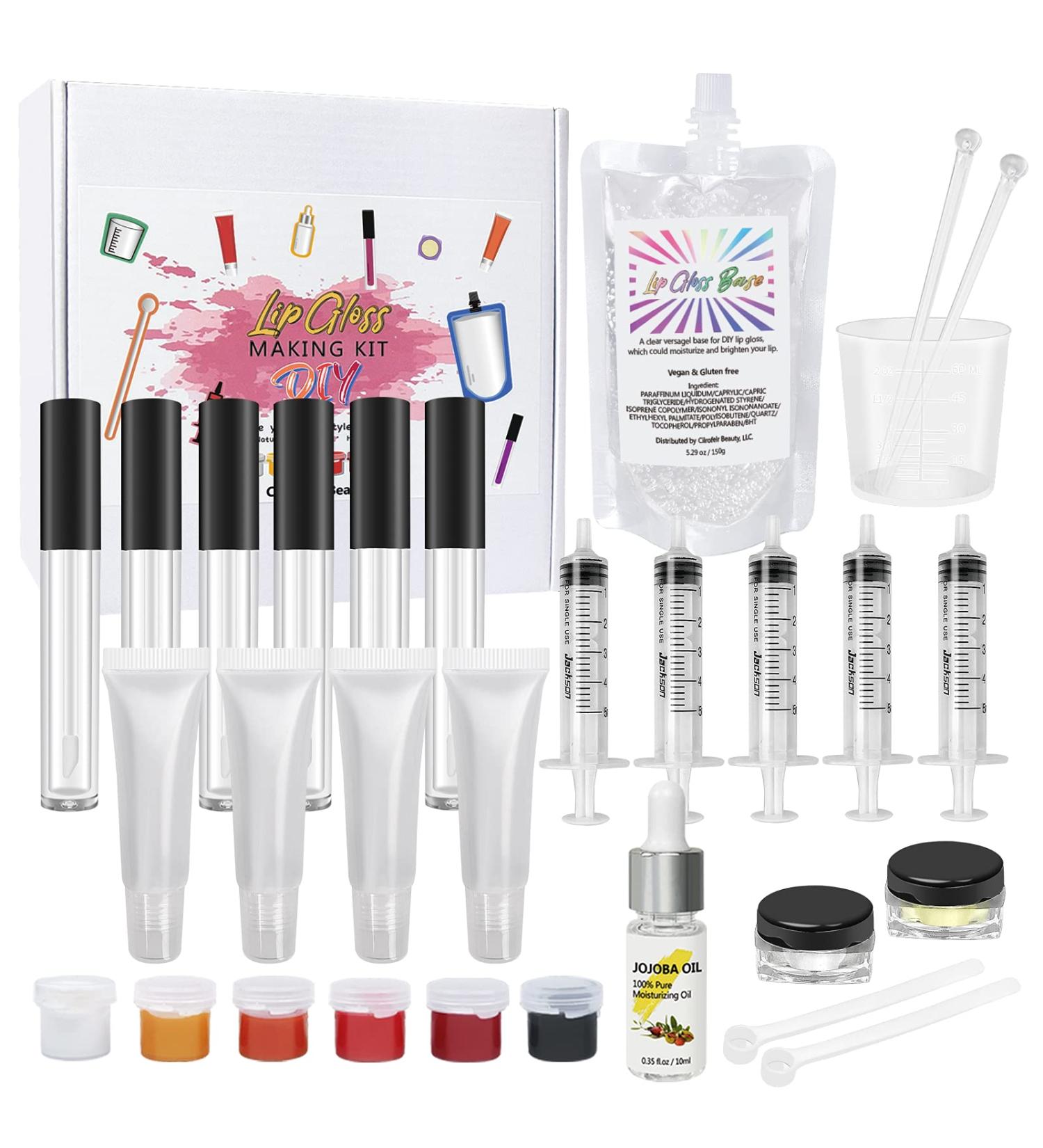 Cilrofelr DIY Lip Gloss Making Kit - 45 Pcs Set for Girls to Create 10 Moisturizing Lip Gloss - Fun Makeup Kit for Shiny Lips - Buy Online on SooperMarket.com
