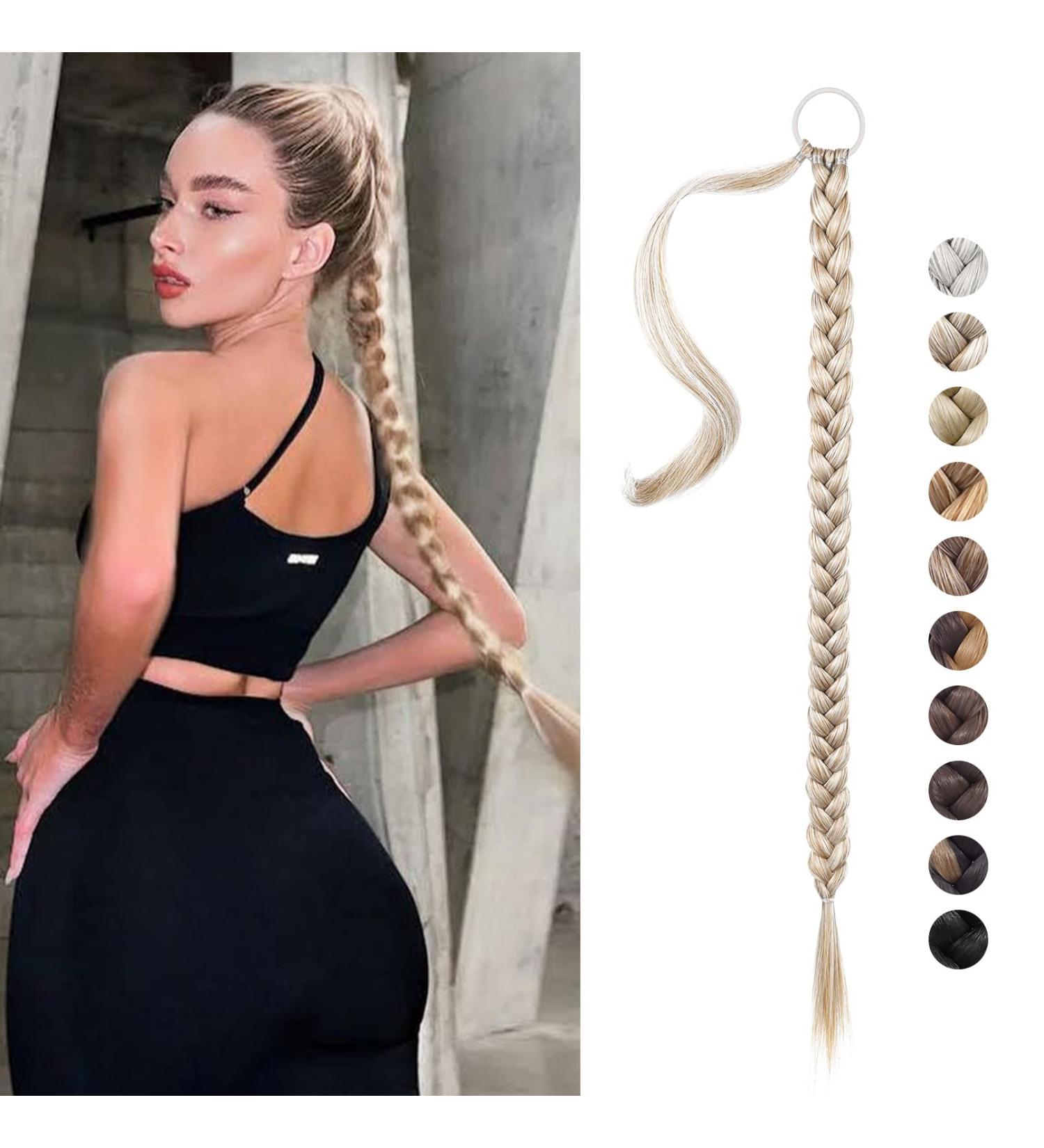 REECHO DIY Braid Ponytail Extension 26 Inch - Light Blonde 140g | Synthetic Hair Wrap Around Ponytail for Women - Buy Online on SooperMarket.com