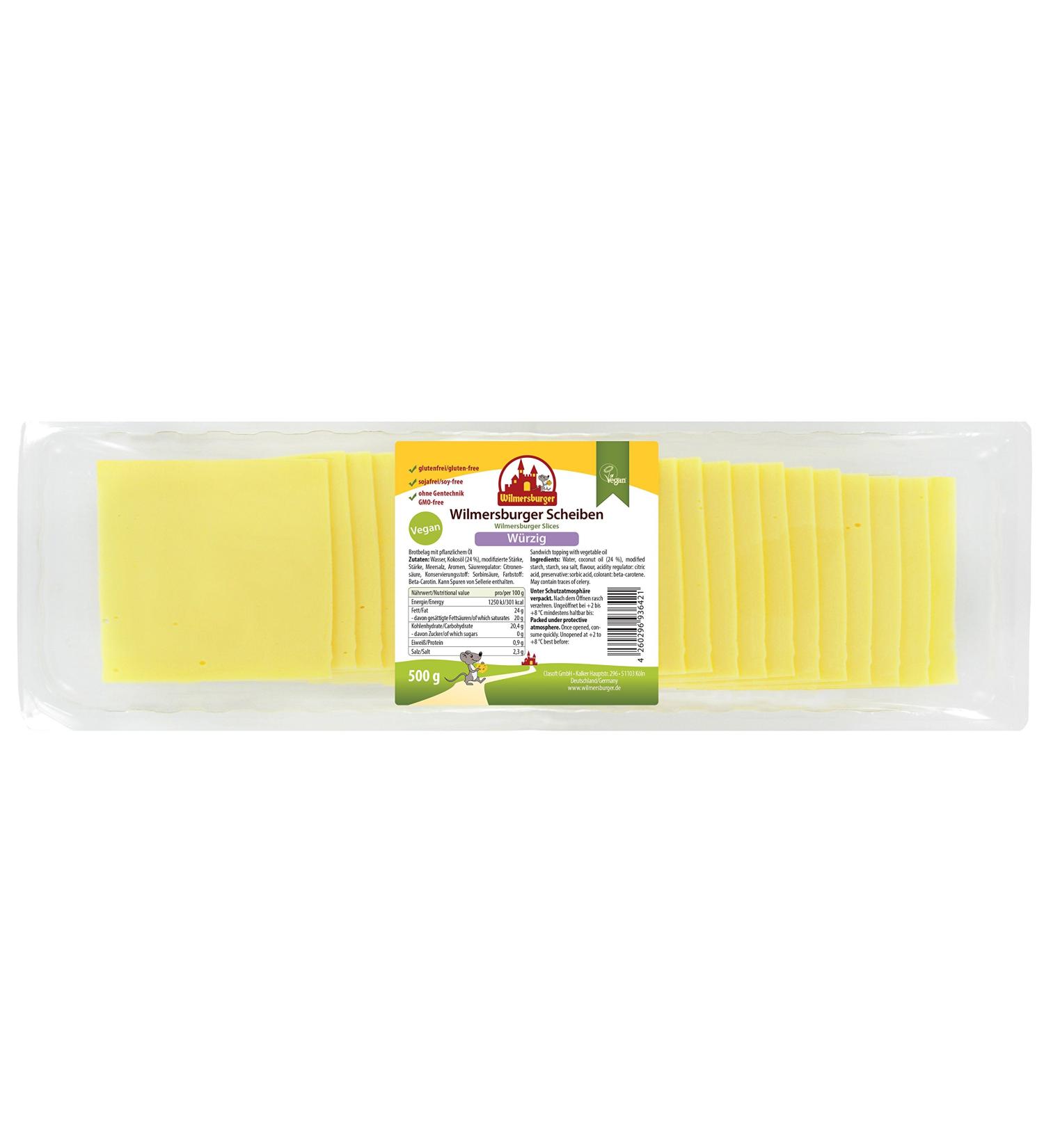 Wilmersburger Vegan Cheese Slices spicy 24 % fat 500 g pack