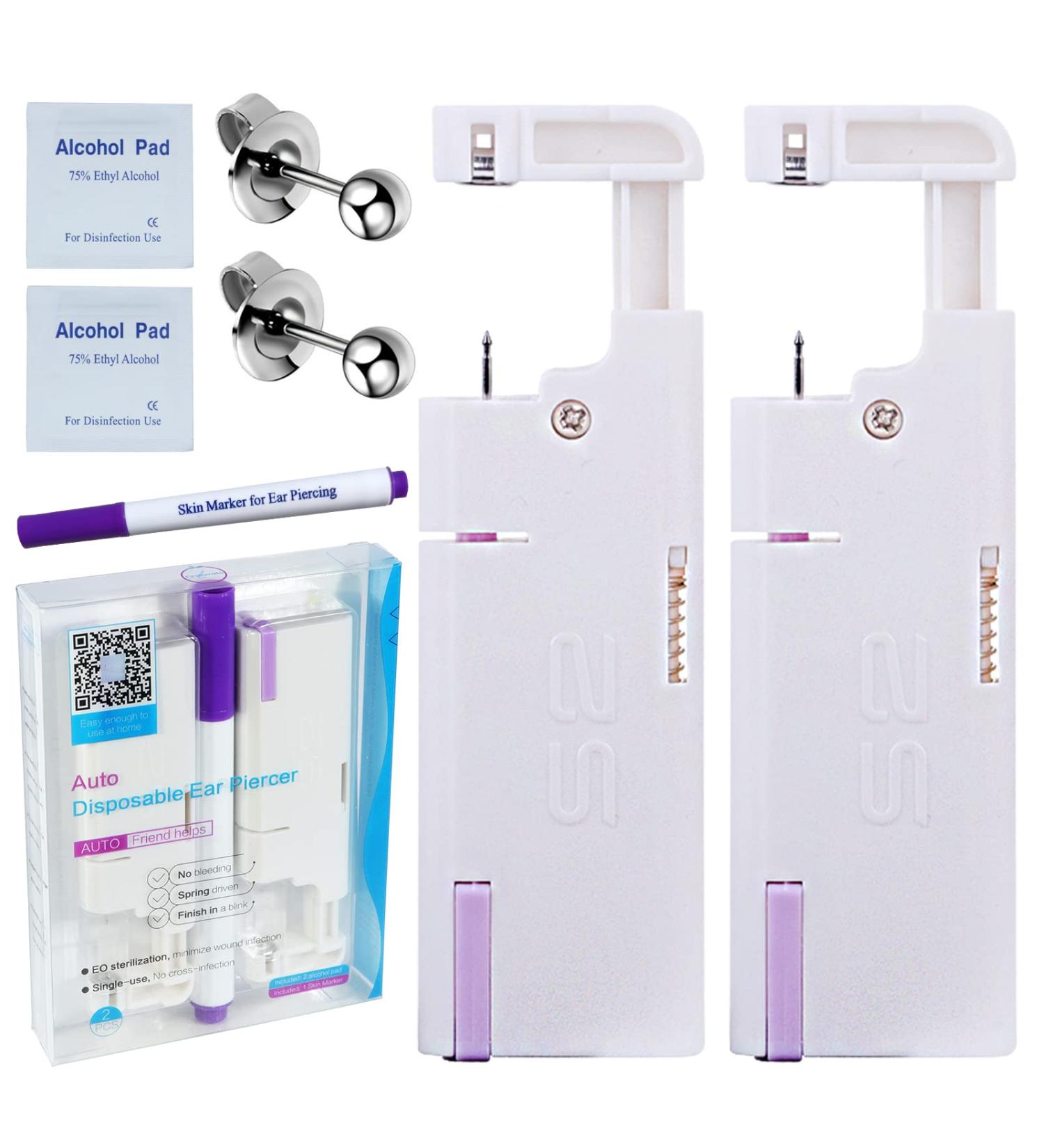 Firstomato 2PCS Disposable Ear Piercing Kit with Hypoallergenic Earrings - 3.0mm Ball Silver - Buy Online on SooperMarket.com