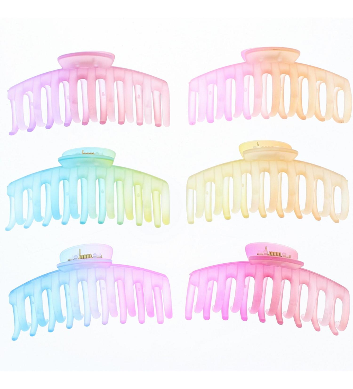 Zac's Alter Ego Set of 6 Large 11cm Assorted Translucent Two Tone Pastel Matte Finish Barrel Clamps - Buy Online on SooperMarket.com
