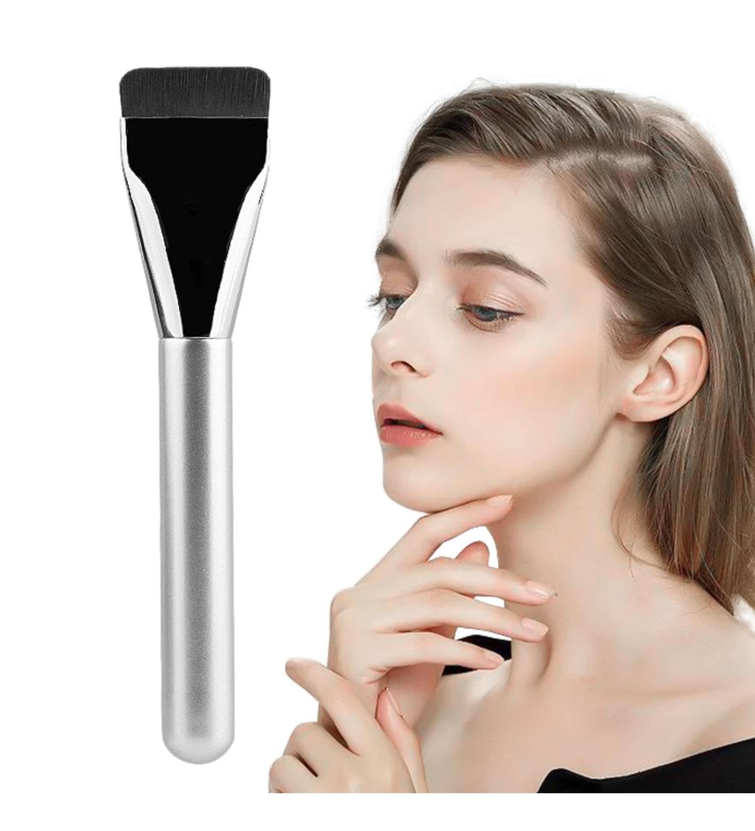 Ultra Thin Makeup Brush for Face | New Flat Light Concealer Brush Foundation Makeup Brush Flat Blush Brush for Face Liquid Foundation Brush Face Makeup Tool Aluminum tube wooden handle - Buy Online on SooperMarket.com