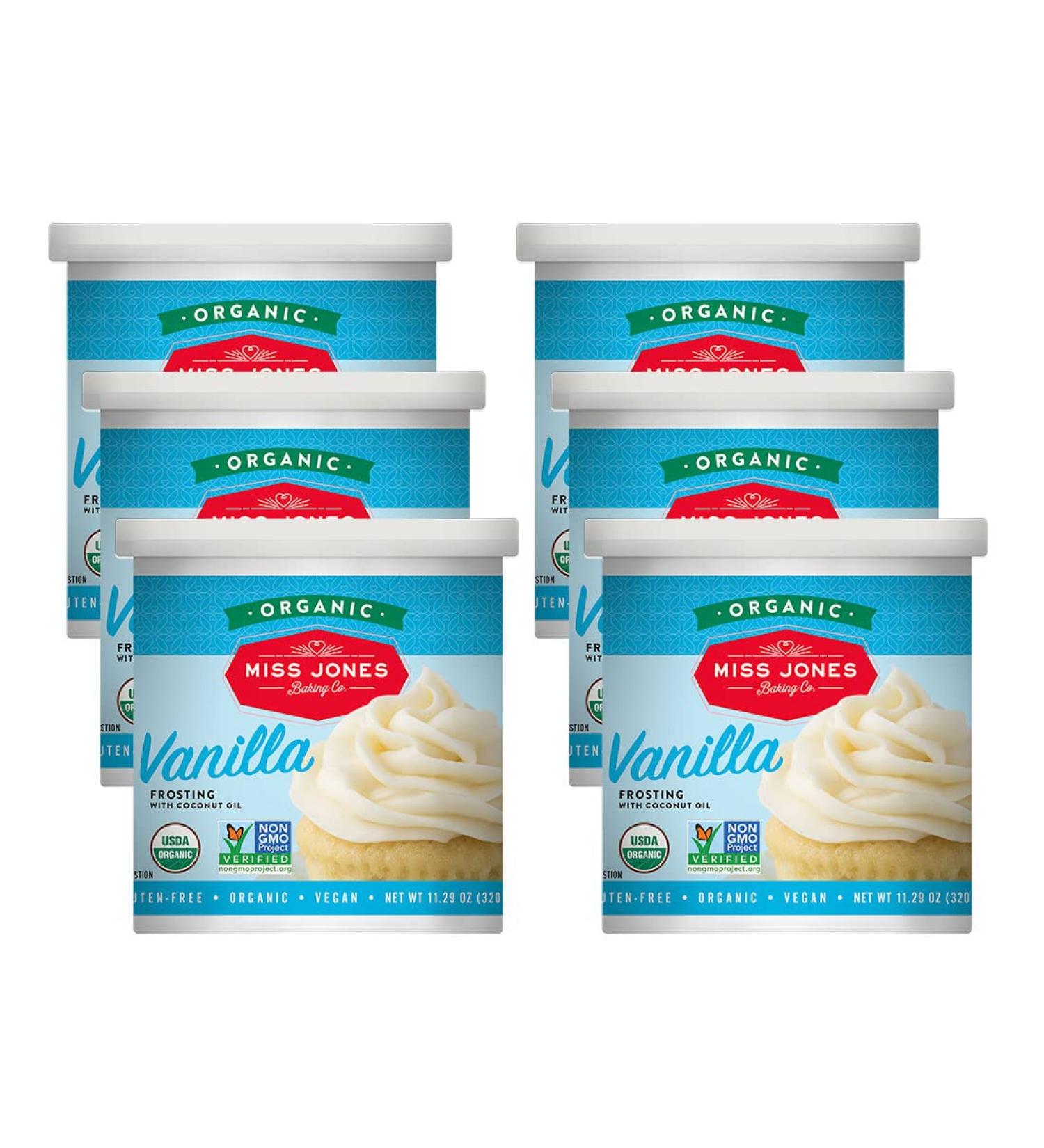 Miss Jones Organic Vegan Buttercream Frosting - Vanilla, 11.29 oz (Pack of 6) - Perfect for Icing & Decorating - Buy Online on SooperMarket.com