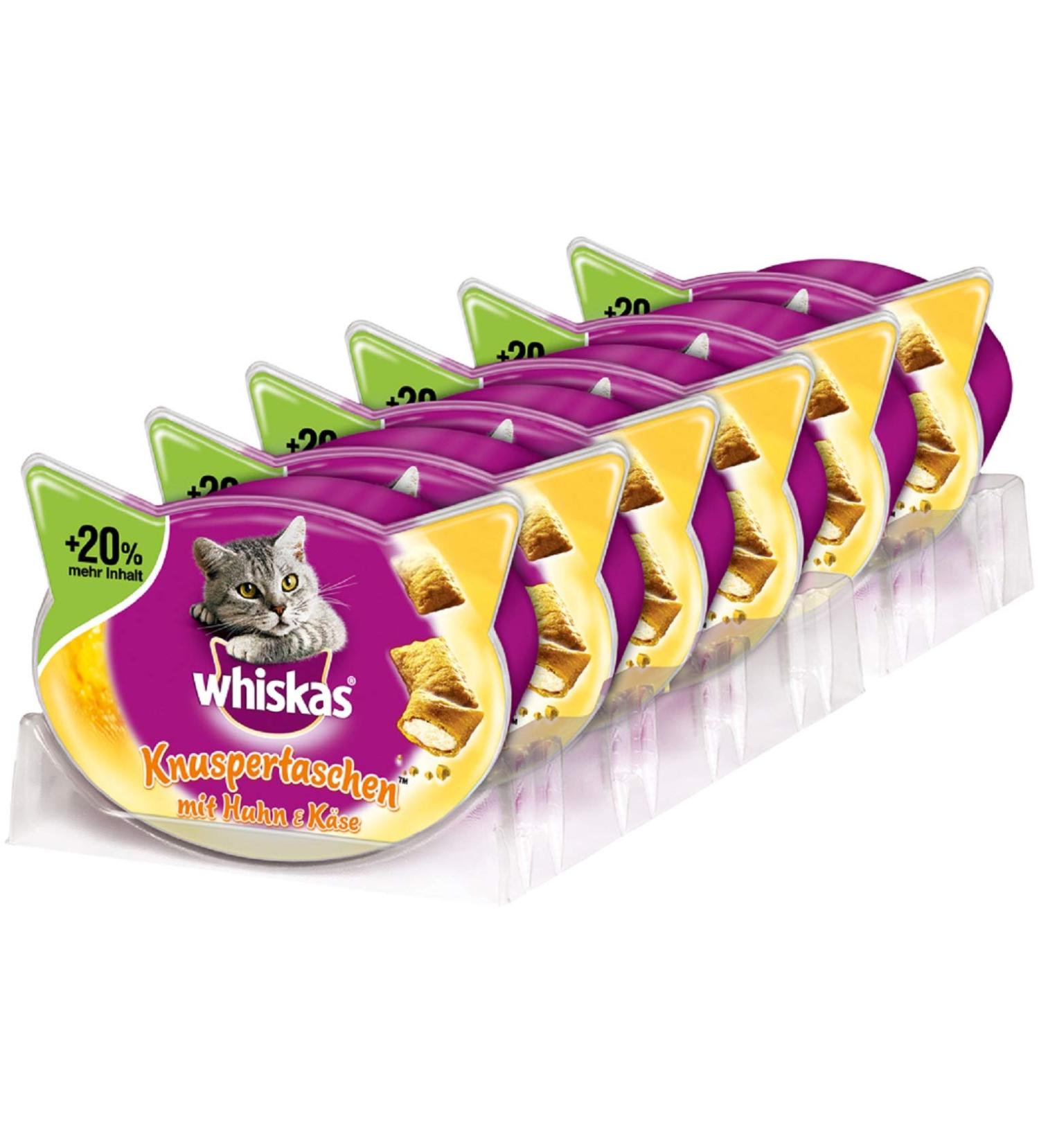 Buy Whiskas Cat Snacks Crunchy Pockets with Chicken & Cheese - 6 Pack (432g) - International Shipping Available - Buy Online on SooperMarket.com