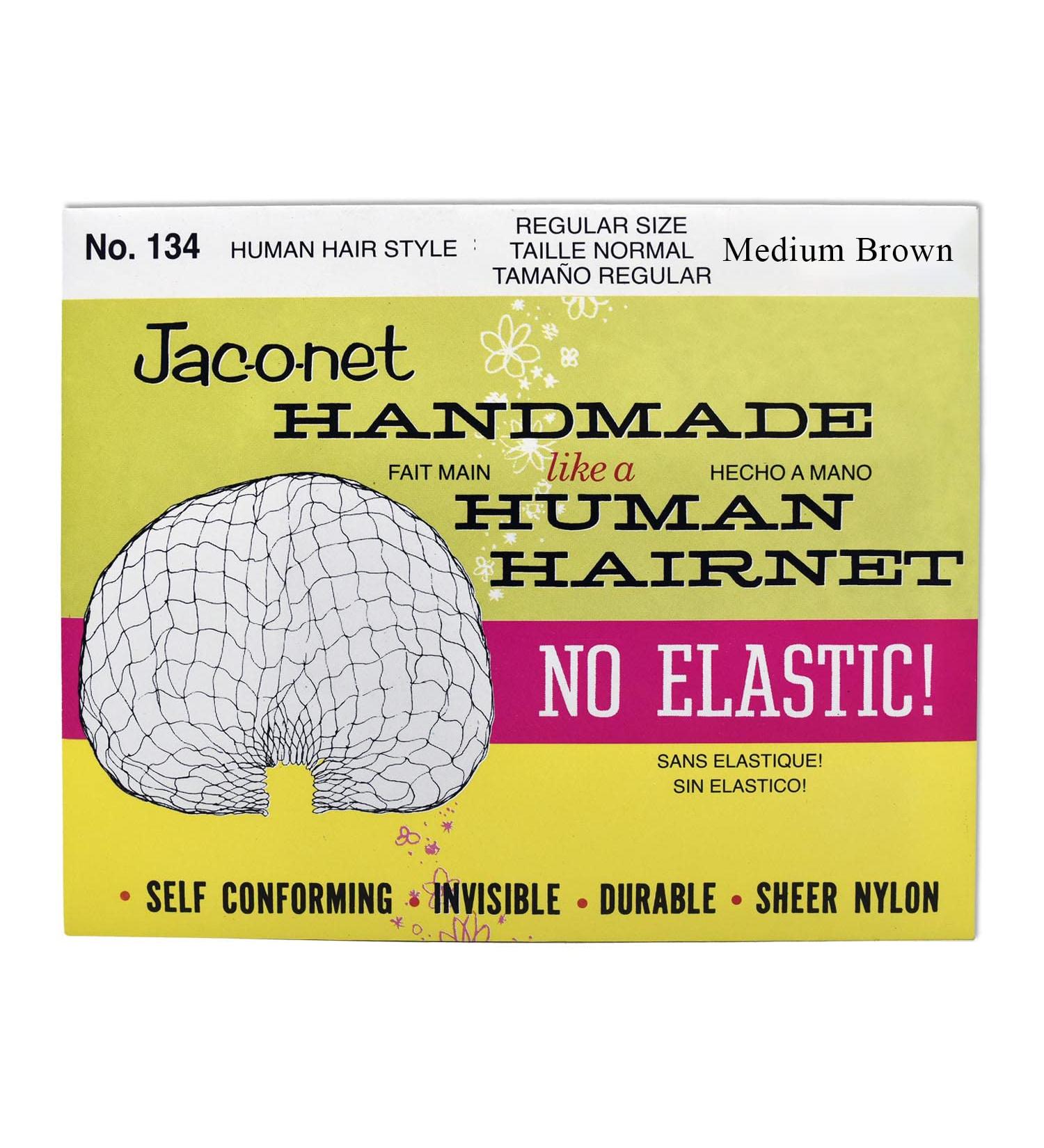 Hair Net Jac-O-Net Handmade No Elastic Regular Size Medium Brown 1 Net Per Pack 12 Pack 12 - PACK