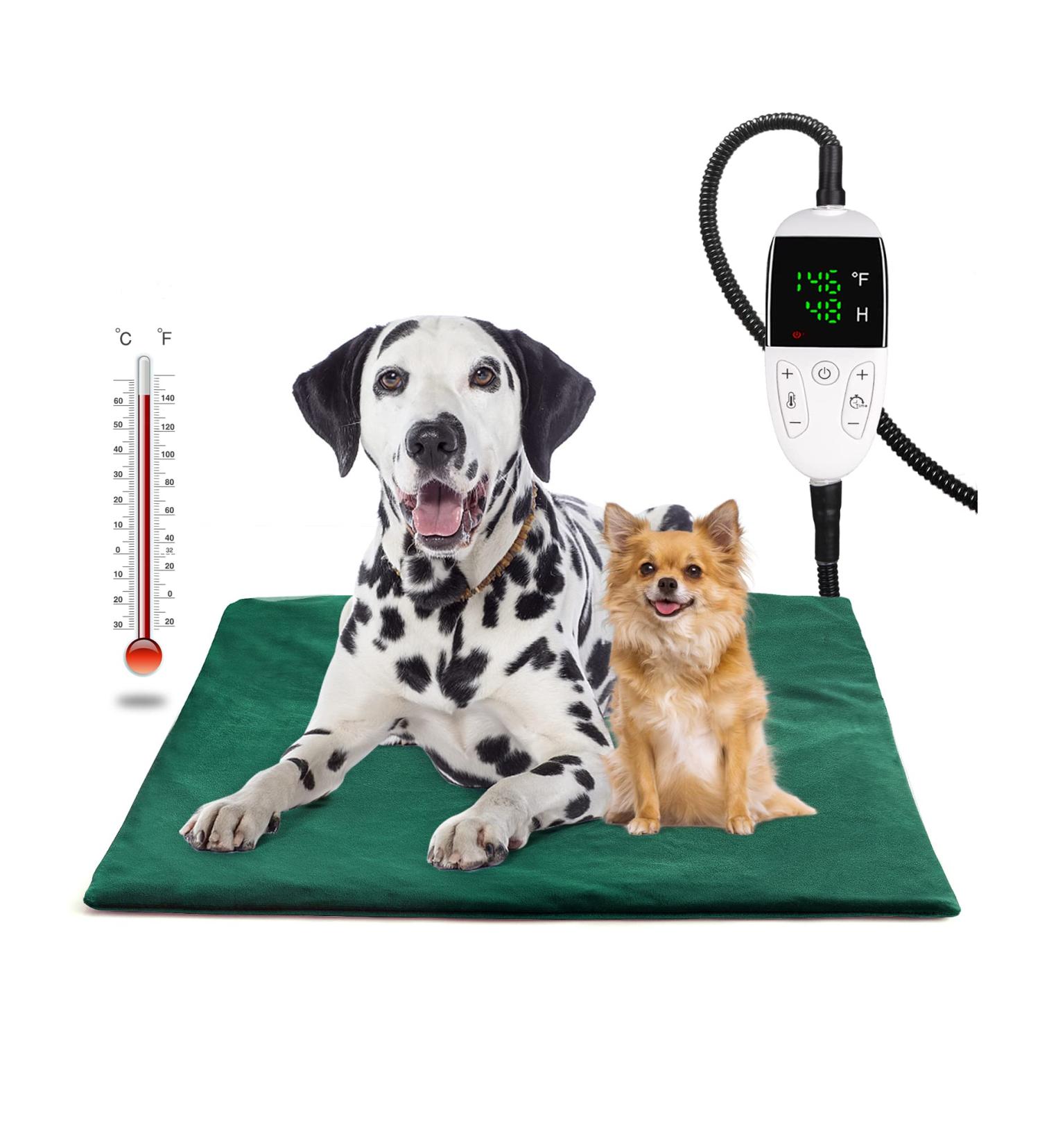 Heated Cat Dog Bed with Timer and Adjustable Temperature | Waterproof Pet Heating Pad for Indoor/Outdoor Use | Christmas Green 18X28IN - Buy Online on SooperMarket.com