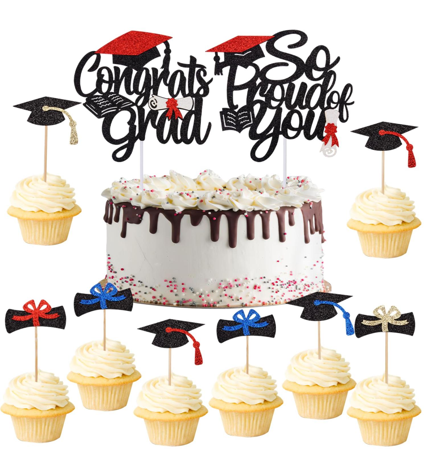 POFIBO 28 Pieces Graduation Cake Toppers Graduation Cake Toppers Cupcake Toppers Graduation Gadget Decorations - Buy Online on SooperMarket.com