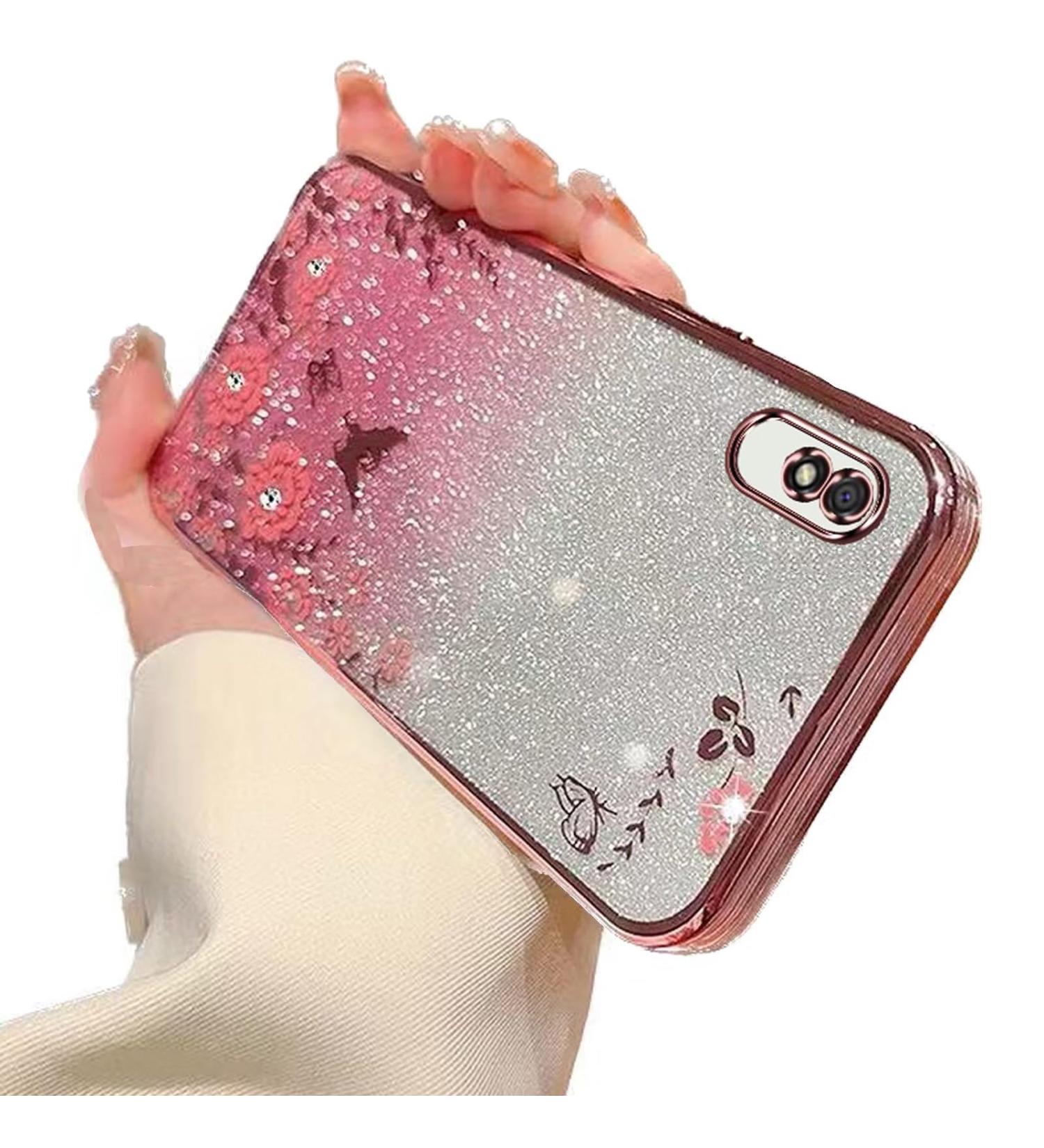 Buy Tivenfezk Glitter Diamond Case for Xiaomi Redmi 9A - Sparkle Flower Butterfly Soft Silicone Cover - Protective Glossy Frame - Buy Online on SooperMarket.com