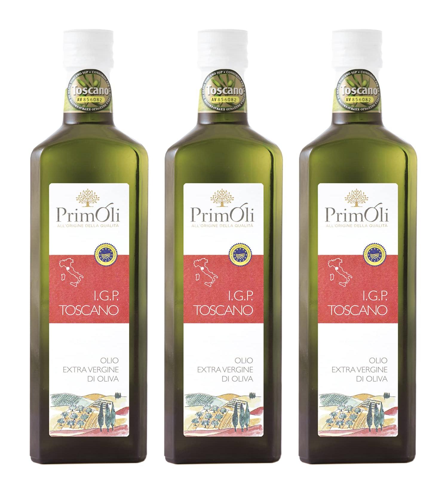 Primoli Cold-Pressed Olive Oil I.G.P. Toscano - 3x500ml | Intense Fruity Flavor for Rustic Dishes - Authentic Tuscany - Buy Online on SooperMarket.com