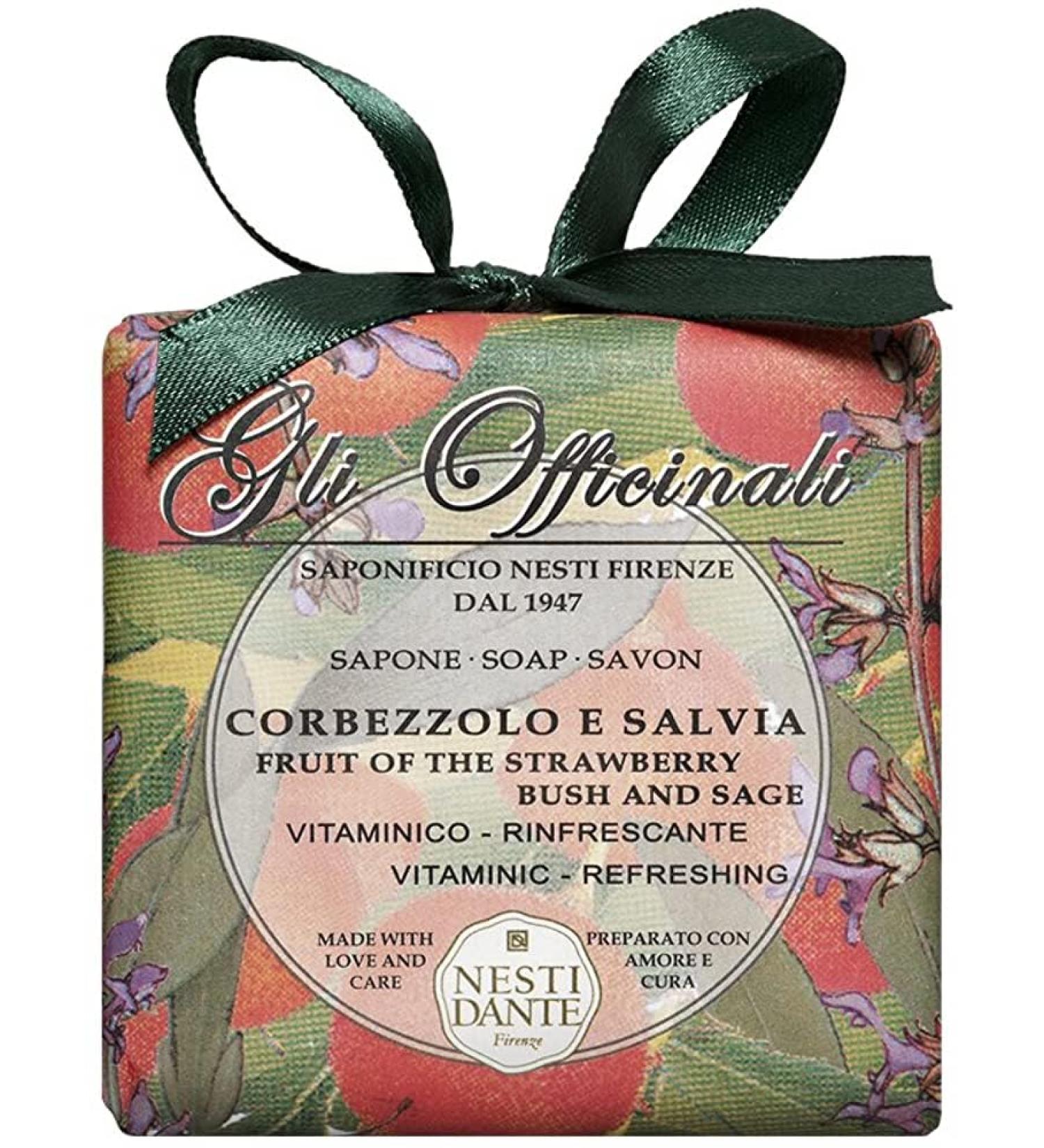 Nesti Dante Gli Officinali Soap - Fruit of Strawberry Bush & Sage | Vitaminic & Refreshing | 7 oz - Buy Internationally - Buy Online on SooperMarket.com