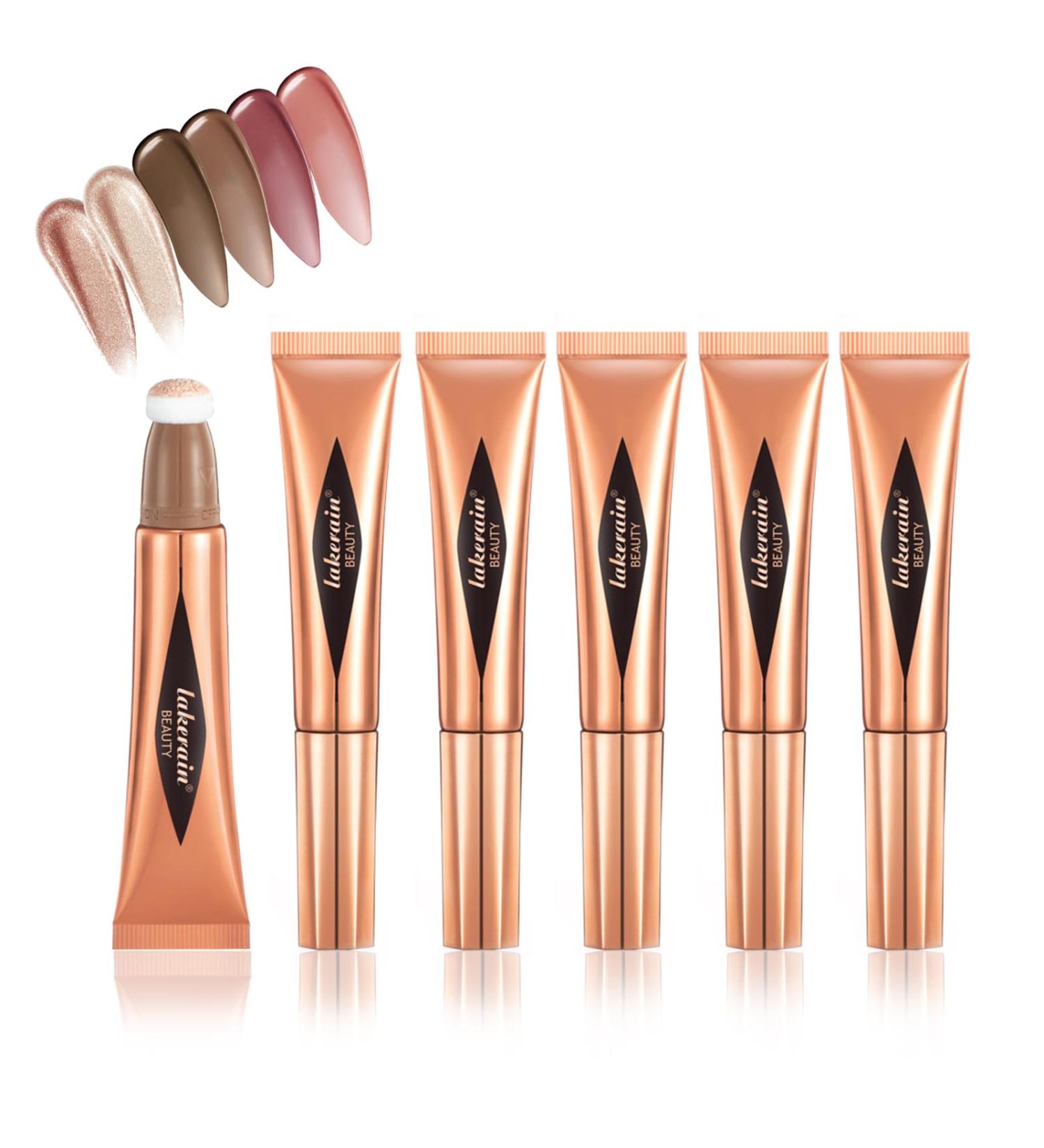 Joyeee 6 Pcs Liquid Contour Wand Shimmer Blush Highlighter Contour Stick with Cushion Applicator Blendable Travel Friendly Multifunctional Face Beauty Combination for Shaping & Glowing Effect#1 Jomultistick015 - Buy Online on SooperMarket.com