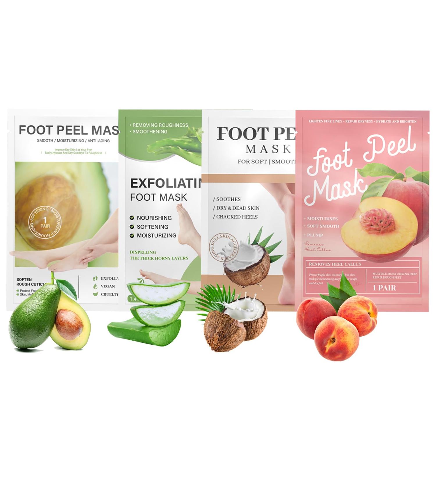 4 Pair Foot Mask Peeling Socks - Baby Smooth Feet Corny Skin Remover Rough Heel Repair - Unisex Mixed Pack - Buy Online on SooperMarket.com