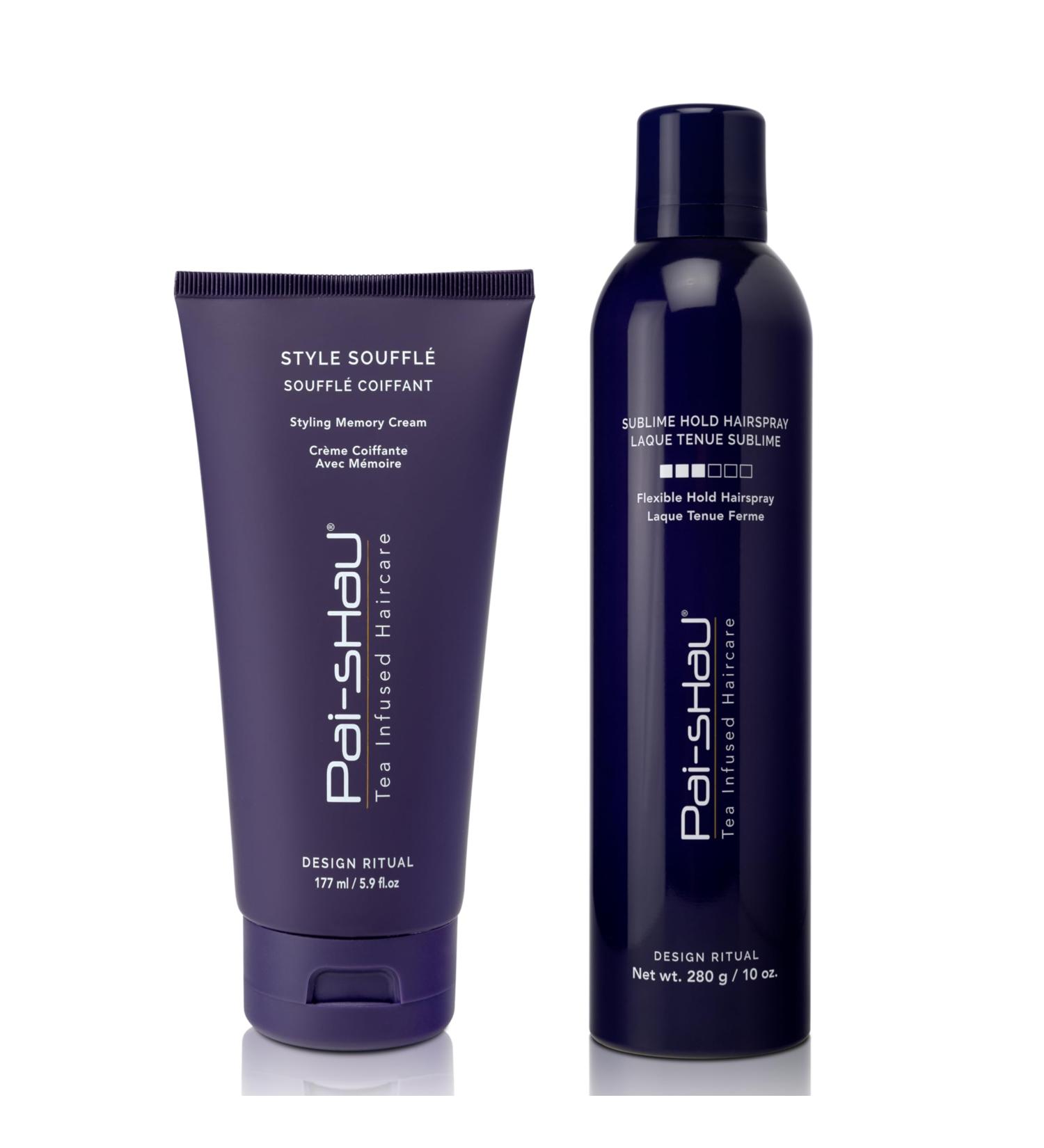 Pai-Shau Style Souffl & Sublime Hold Hairspray - Hair Styling Frizz Tamer for Damp and Dry Hair with Antioxidants to Maintain Hair Integrity - Flexible & Medium Hold Hair Spray for Women Frizz Tamer Duo