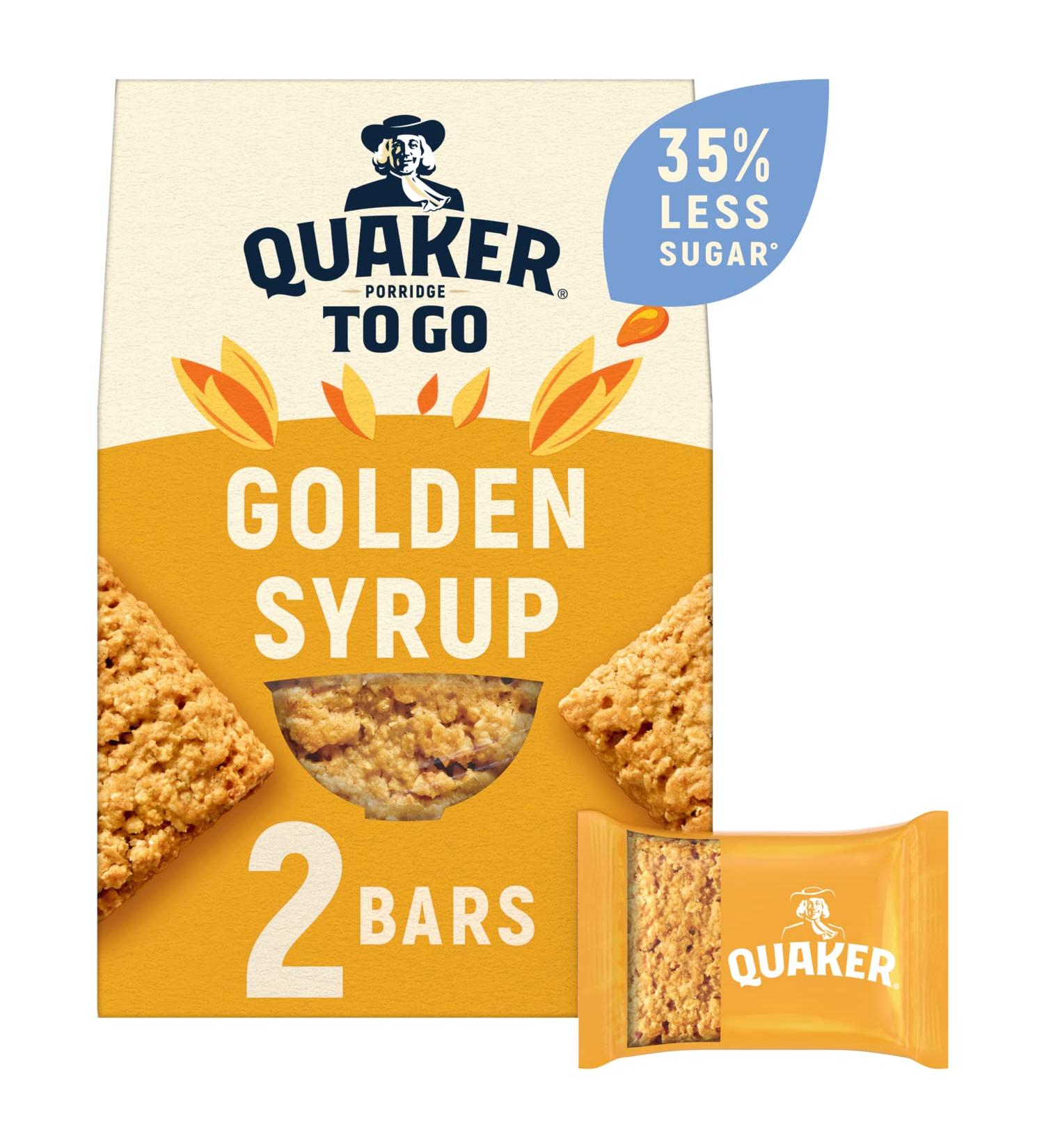 Quaker Porridge To Go Breakfast Bar Golden Syrup 2 x 55g (Case of 6) - Pack of 1 | Delicious and Convenient Breakfast Bars - Buy Online on SooperMarket.com