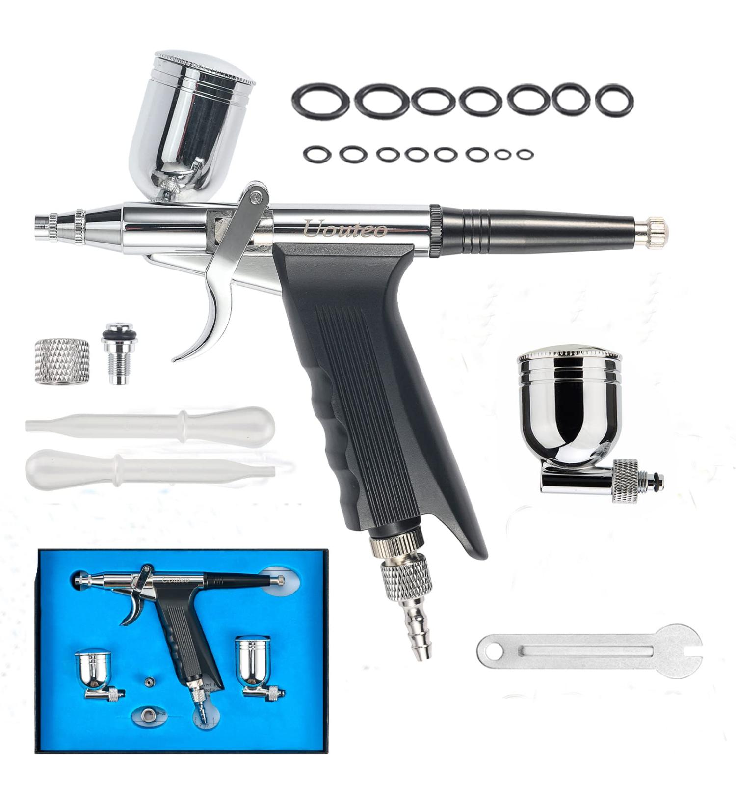 Uouteo 166TH Airbrush Trigger Gun with 0.3mm Needles, 7CC & 10CC Cup for Painting - Airbrush Kit - Buy Online on SooperMarket.com