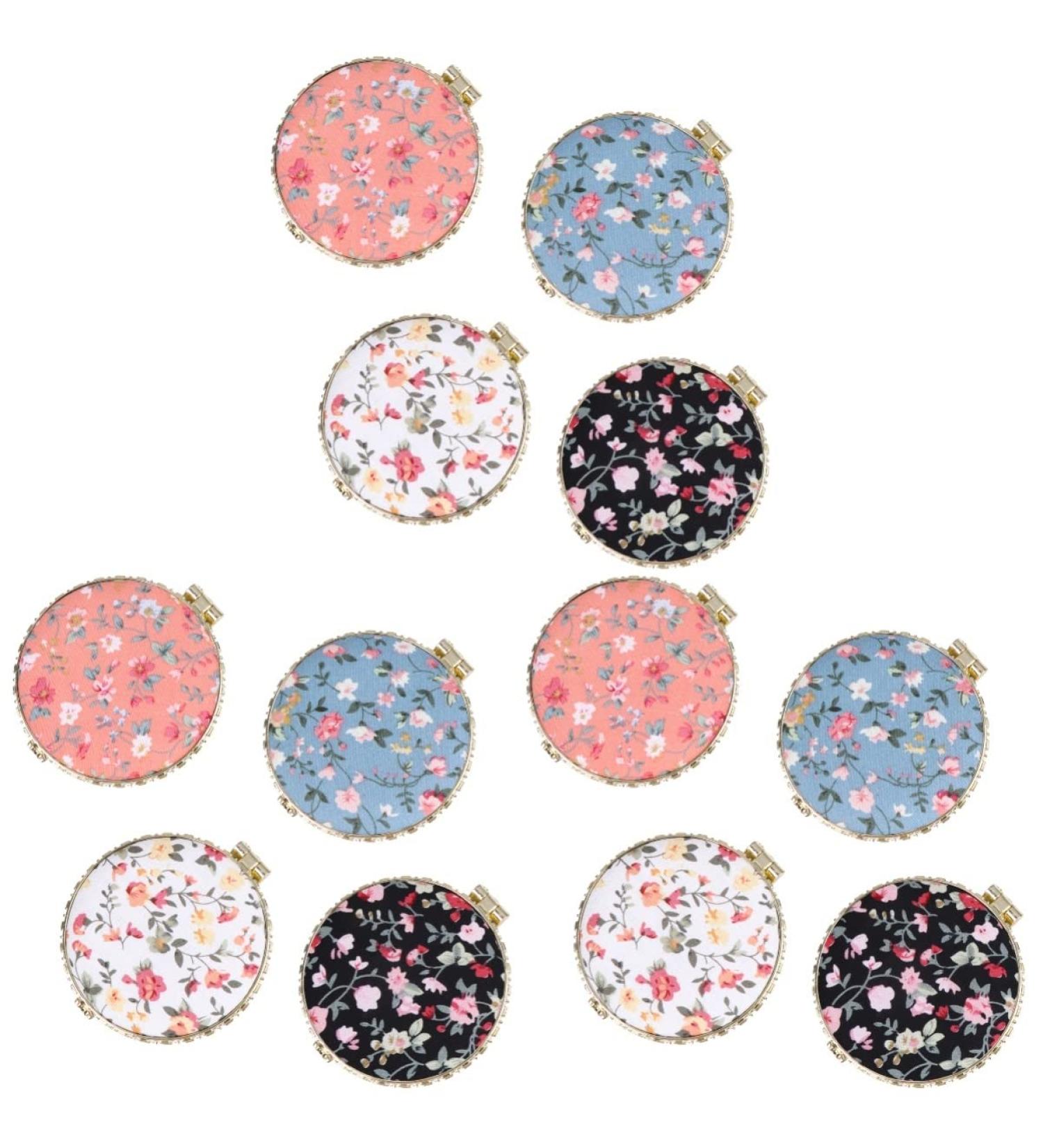 FRCOLOR 12pcs Floral Mirror Purses Women's Double-Sided Makeup Clutch - Portable Travel Vanity Gift for Girls - Buy Online on SooperMarket.com