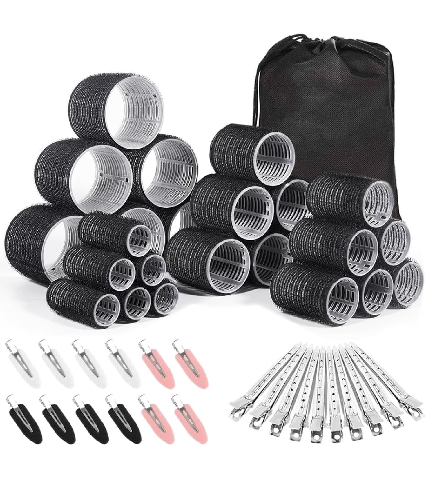 Mabufun 46 PCS Hair Rollers With Clips For Long Hair Curlers Velcro Rollers Jumbo Hair Rollers Self Grip Hair Roller Set 22 Stainless Steel Clips And A Storage Bag - Buy Online on SooperMarket.com