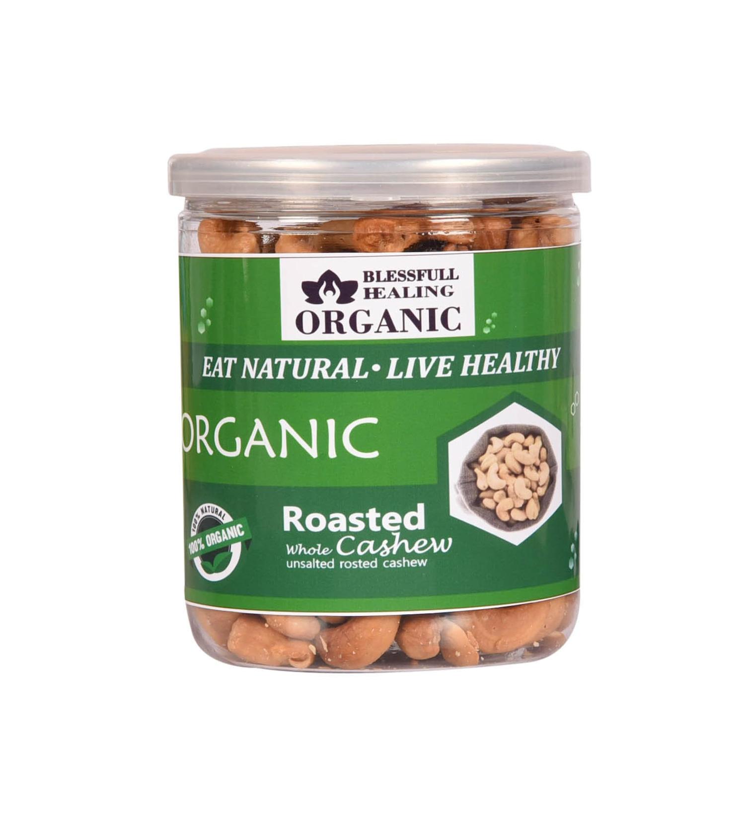 Blessfull Healing Organic Natural Vegan Unsalted Roasted Whole Cashew Nuts Crunchy Kaju 250 Gram - Buy Online on SooperMarket.com