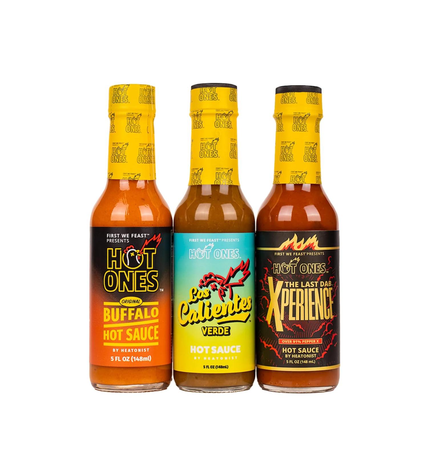 Hot Ones Season 23 The Classic Trio  Hot Sauce Pack With The Buffalo Hot Sauce  Los Calientes Verde & The Last Dab: Xperience  Made With All Natural Ingredents  5 fl oz Bottles (3-Pack) - Buy Online on SooperMarket.com