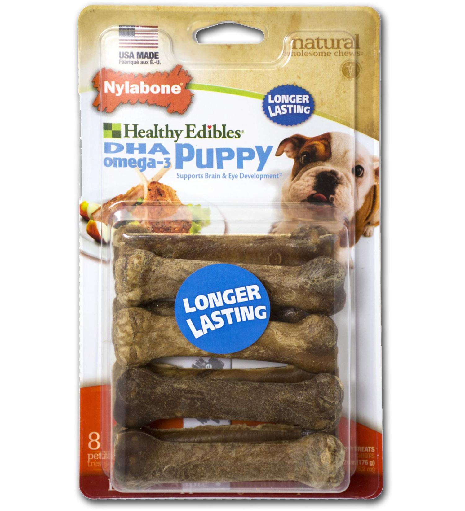 NYLABONE Healthy Edibles Puppy Lamb/Apple Petite Chews 8 Count Pouch Each Lamb and Apples - Buy Online on SooperMarket.com