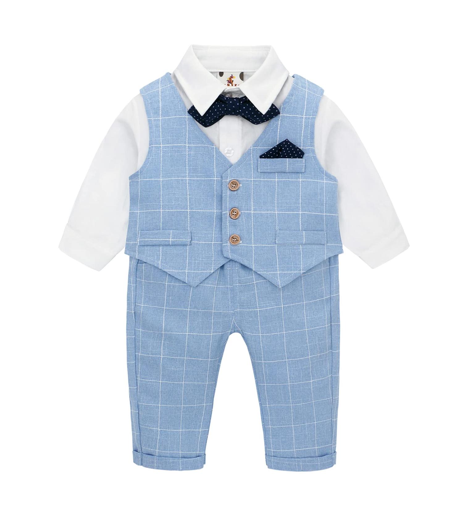 Famuka Baby Boys Gentleman Suit Blazers Toddler Tuxedo Set - Blue - Buy Online on SooperMarket.com