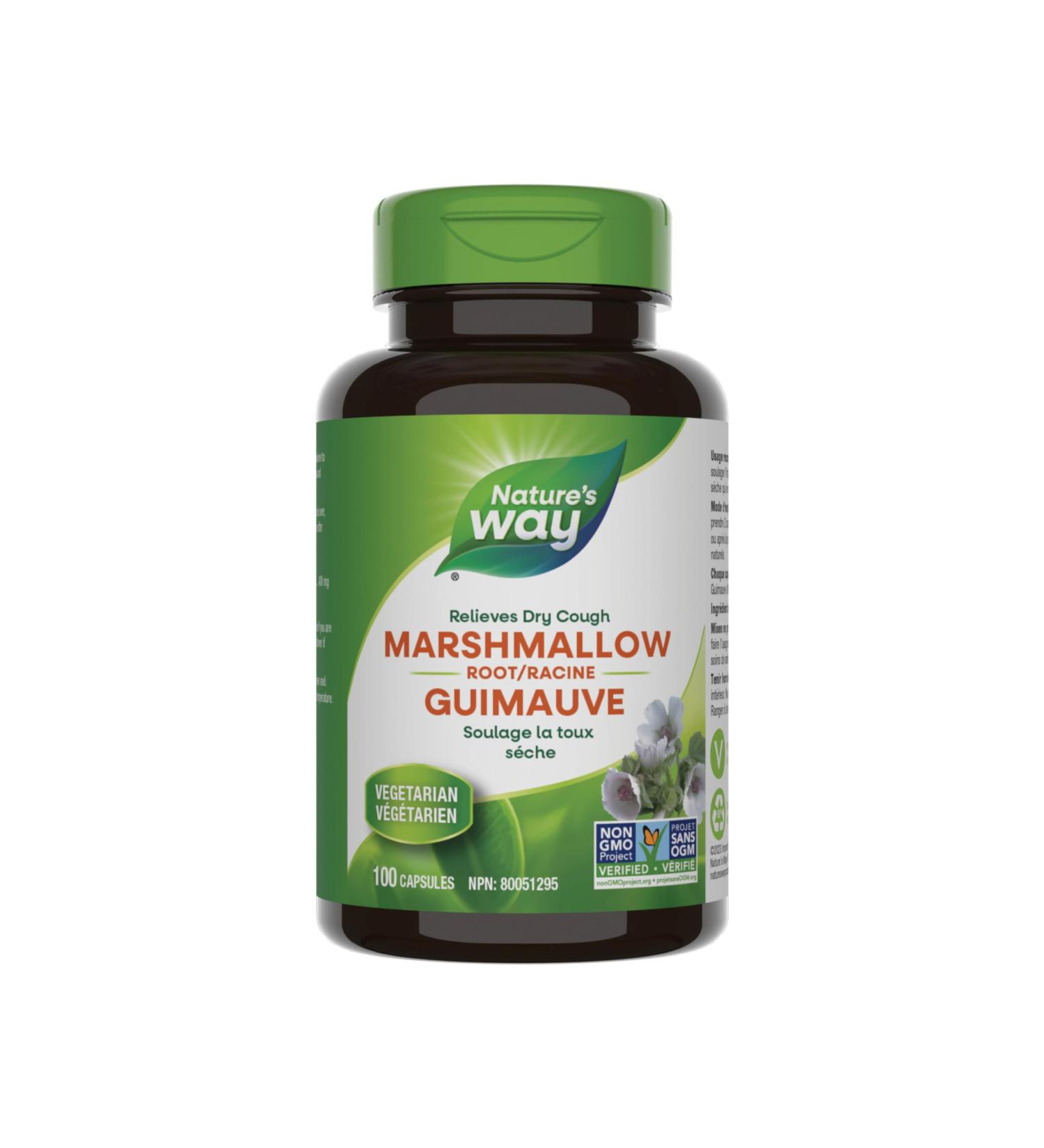 Nature s Way Marshmallow Root - Dry Cough Relief with Marshmallow Root - 100 Vegetarian Capsules - Buy Online on SooperMarket.com