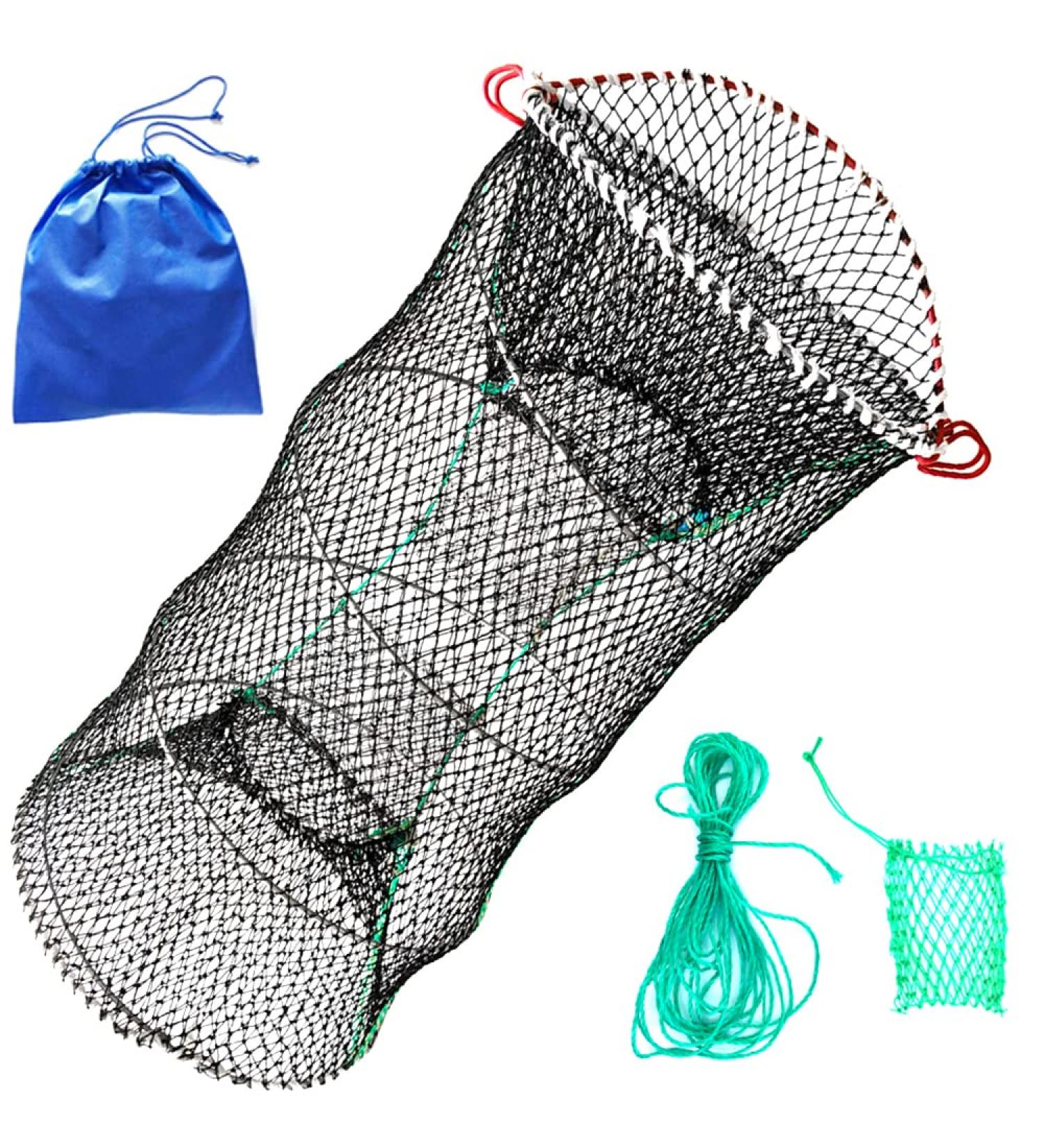 Drasry Portable Crab Trap Bait Net 23.6in x 11.8in - Collapsible Fishing Trap for Lobster, Crawfish, Shrimp - Black, 1 PCS - Buy Online on SooperMarket.com