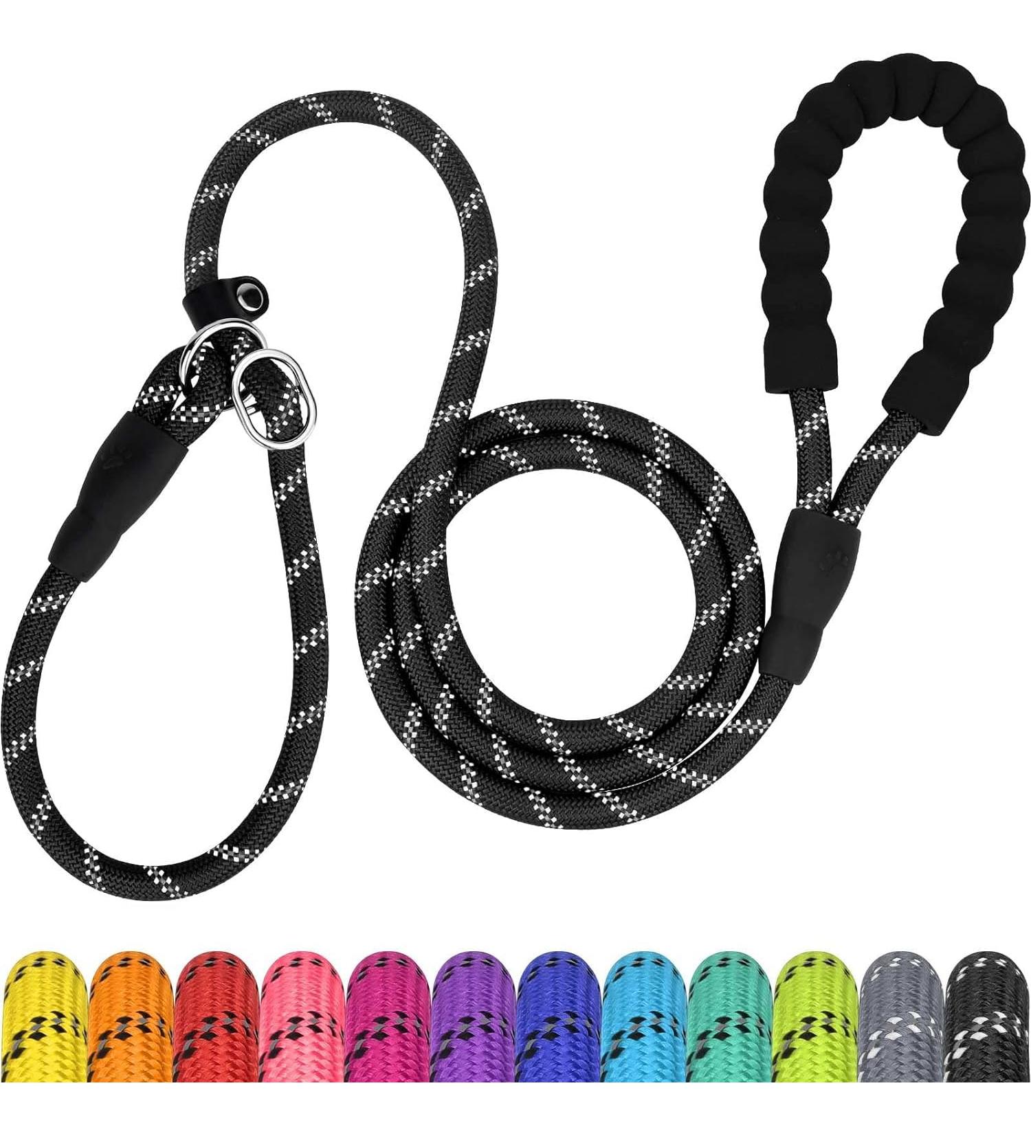 TagME Slip Rope Dog Lead for Medium Dogs 1.8m Reflective Slip Leads with Soft Padded Handle 12 Colors Slip-On Nylon Leash for Training/Walking Black M-3/8"x6'(Pack of 1) Black - Buy Online on SooperMarket.com
