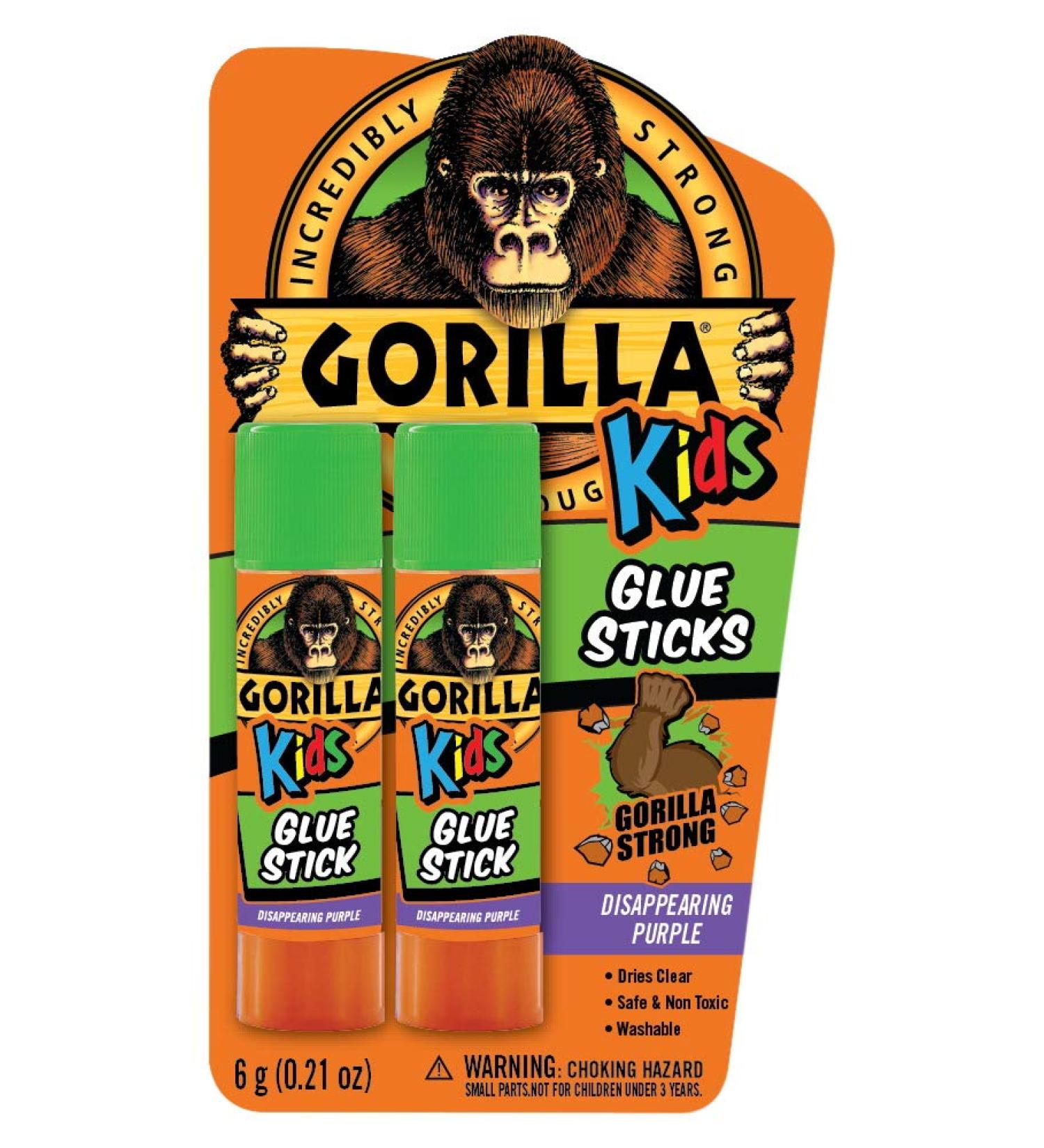 Gorilla Kids Disappearing Purple Glue Sticks 6g - Pack of 2 | Non-Toxic Adhesive for School & Crafts - Buy Online on SooperMarket.com