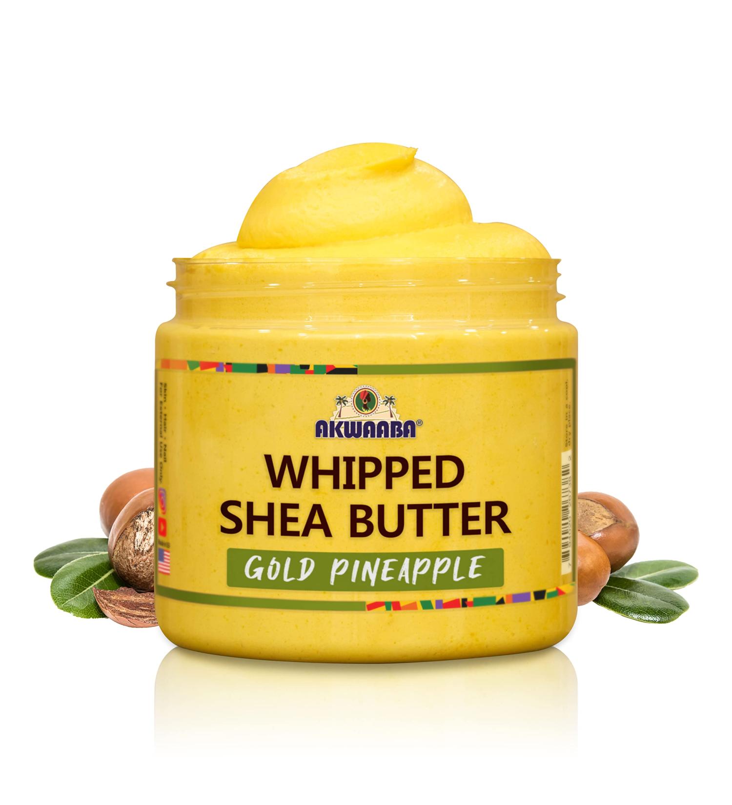 AKWAABA Whipped Shea Butter (Gold Pineapple) 12 oz - Natural Body & Hair Moisturizer with Raw Shea Butter from Ghana - Buy Online on SooperMarket.com