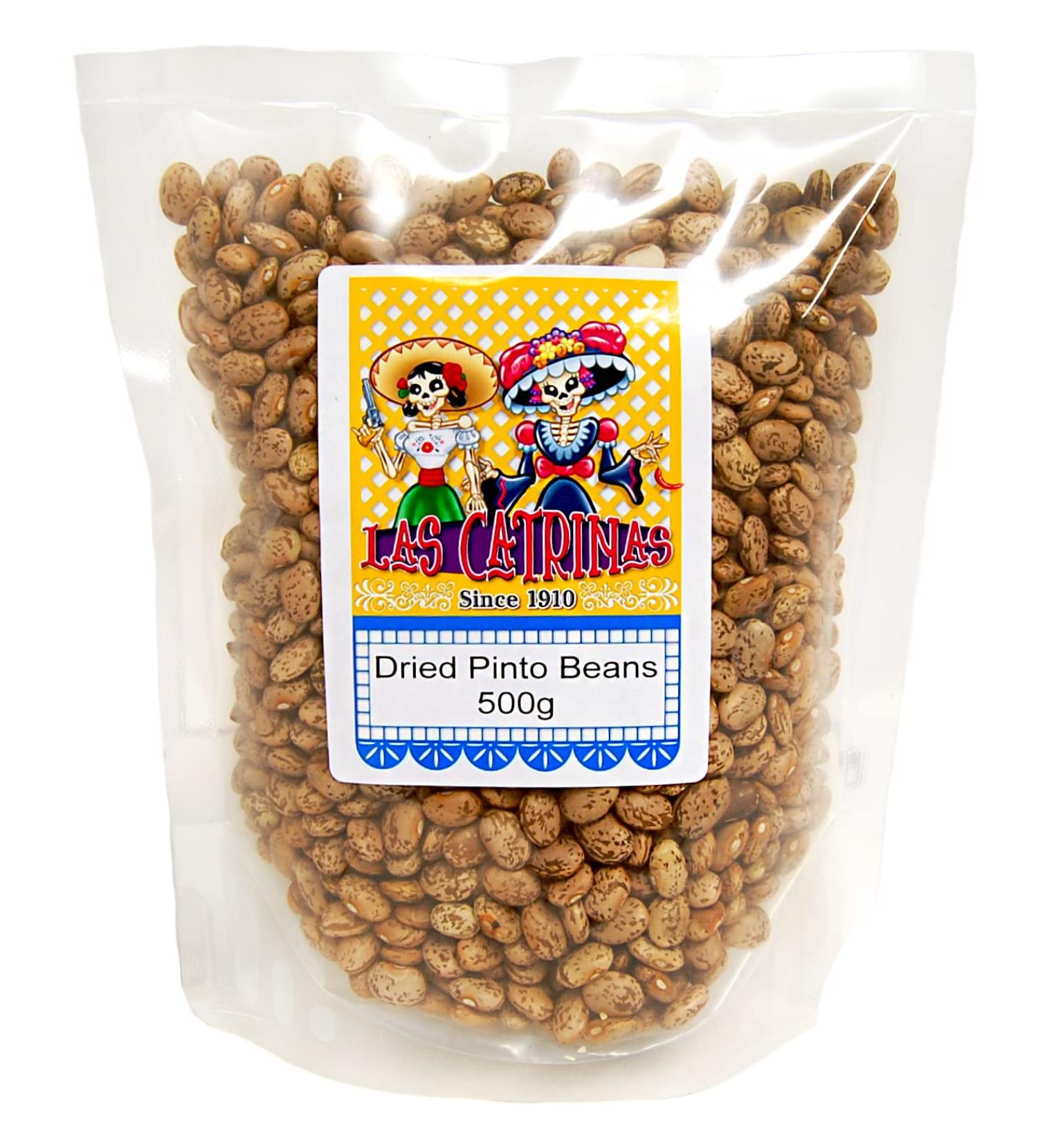 Las Catrinas Pinto Dried Beans 500g / Mexican Frijoles Dried Pinto Beans Double Cleaned Fresh Dried Pinto Beans - Buy Online on SooperMarket.com