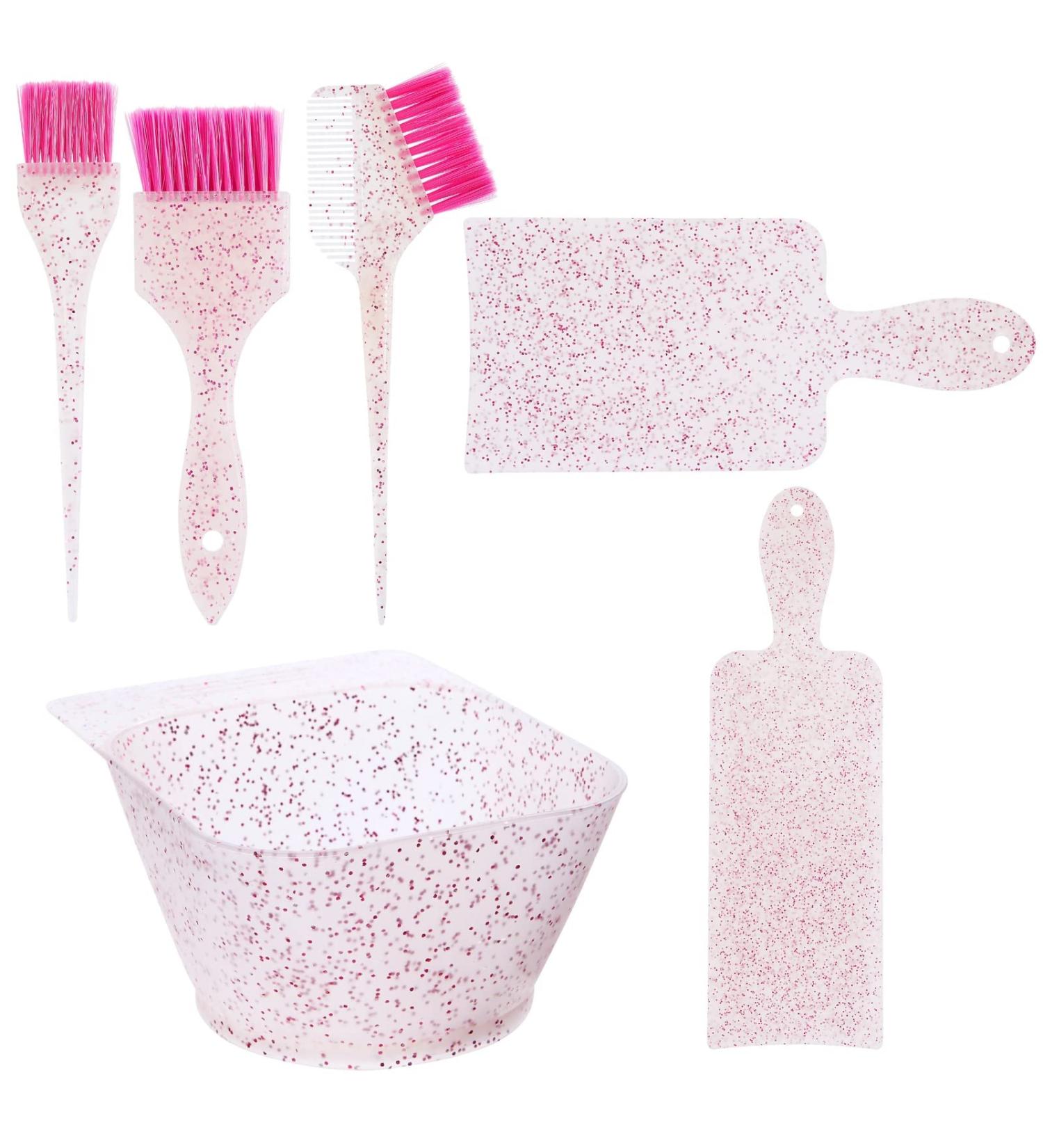 6 Piece Hair Coloring Kit with Brush and Mixing Bowl - Hair Dyeing and Highlighting Set for Women and Girls (Pink) - Buy Online on SooperMarket.com