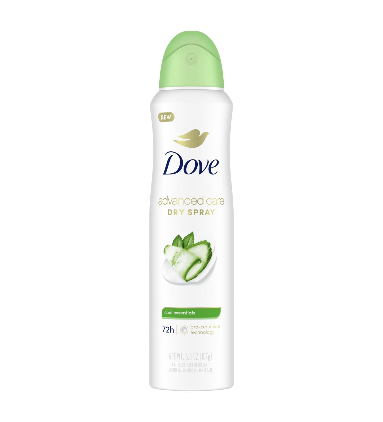 Dove Advanced Care Antiperspirant Deodorant Dry Spray Cool Essentials for helping your skin barrier repair after shaving With Pro Ceramide Technology 3.8 oz 3.8 Ounce (Pack of 1) Cool Essentials - Buy Online on SooperMarket.com