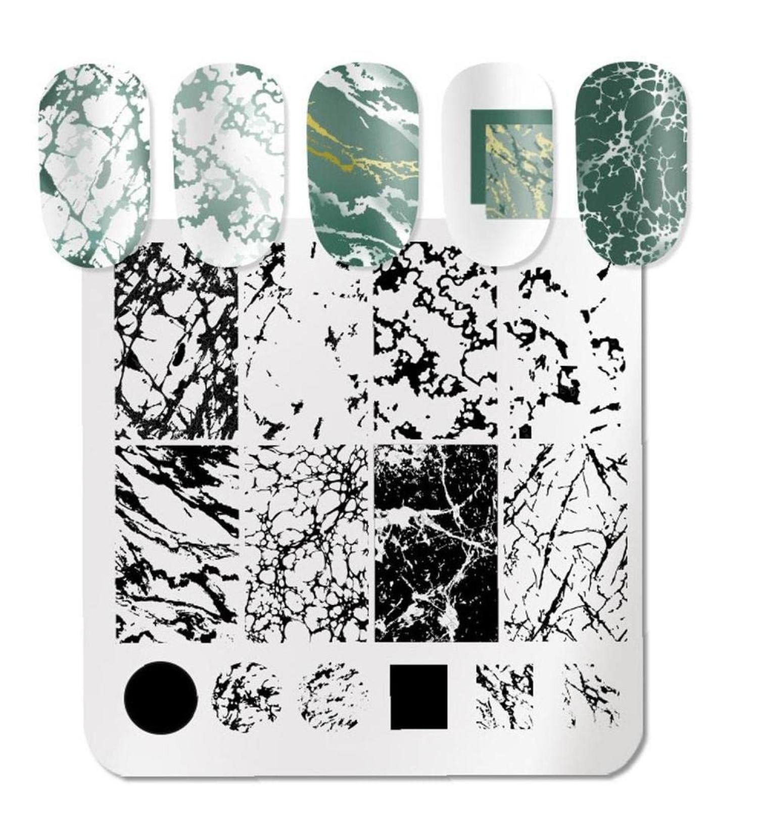 Nail Stamping Plate Set - Leaf Design & Lines Theme | Nail Art Stencil for Perfect Manicure | International Shipping Available - Buy Online on SooperMarket.com
