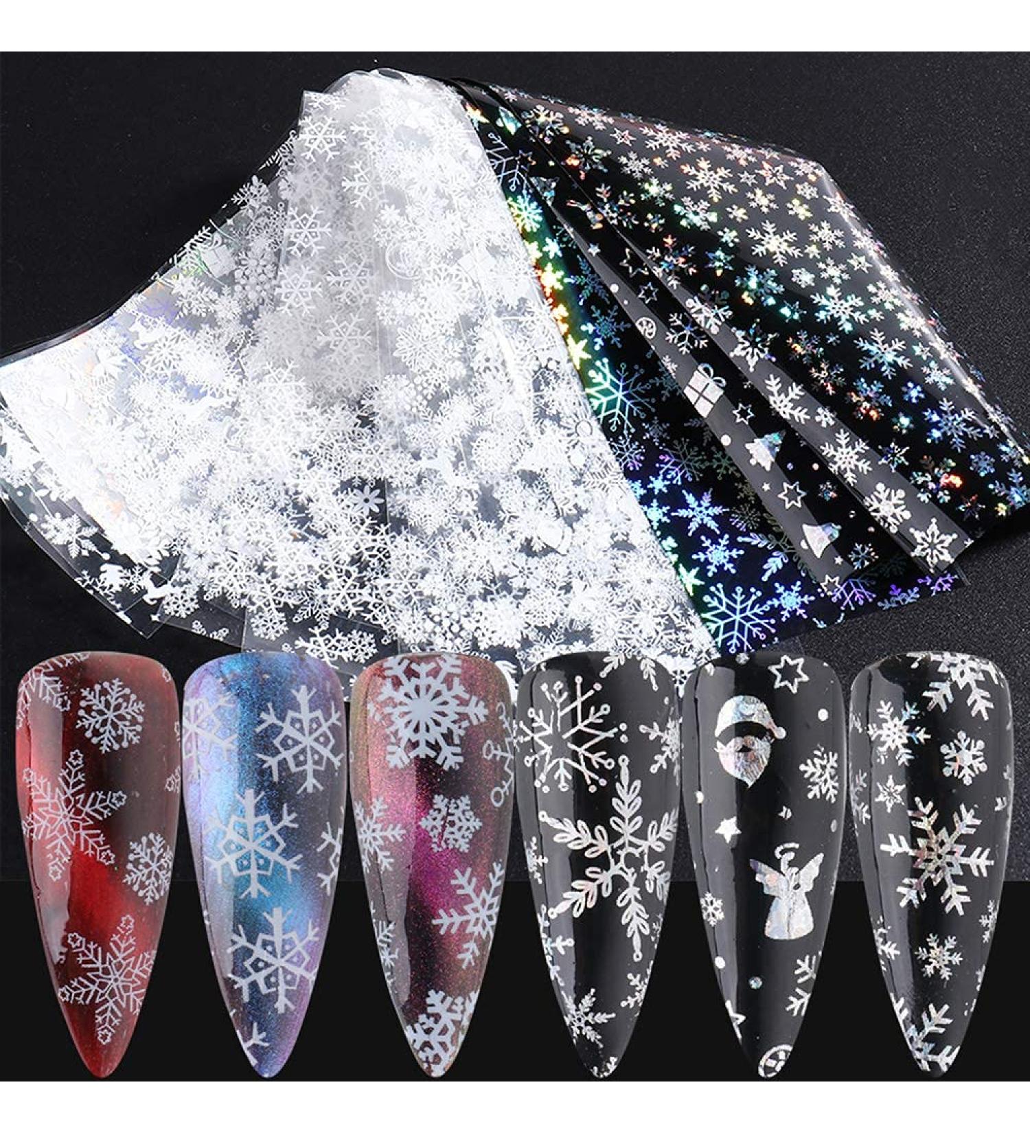 Snowflake Nail Foil Transfer Stickers - Christmas Nail Art Supplies for Festive Manicure - 10 Sheets - Buy Online on SooperMarket.com