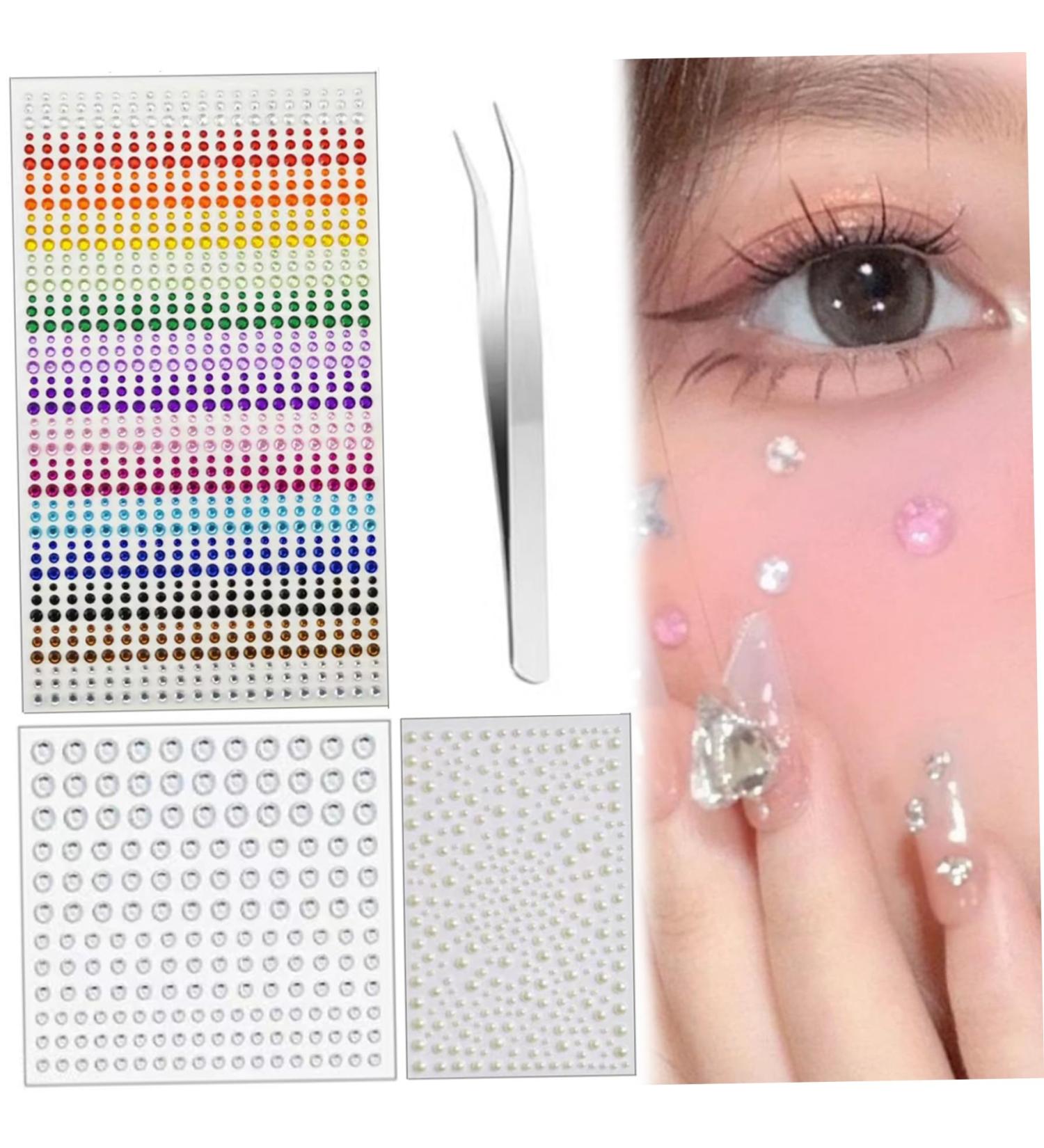 1390 PCS Face Jewels Set - Skin-Friendly Rhinestones for Festivals & Daily Makeup | Self-Adhesive Glitter Kit with Tweezer - Buy Online on SooperMarket.com