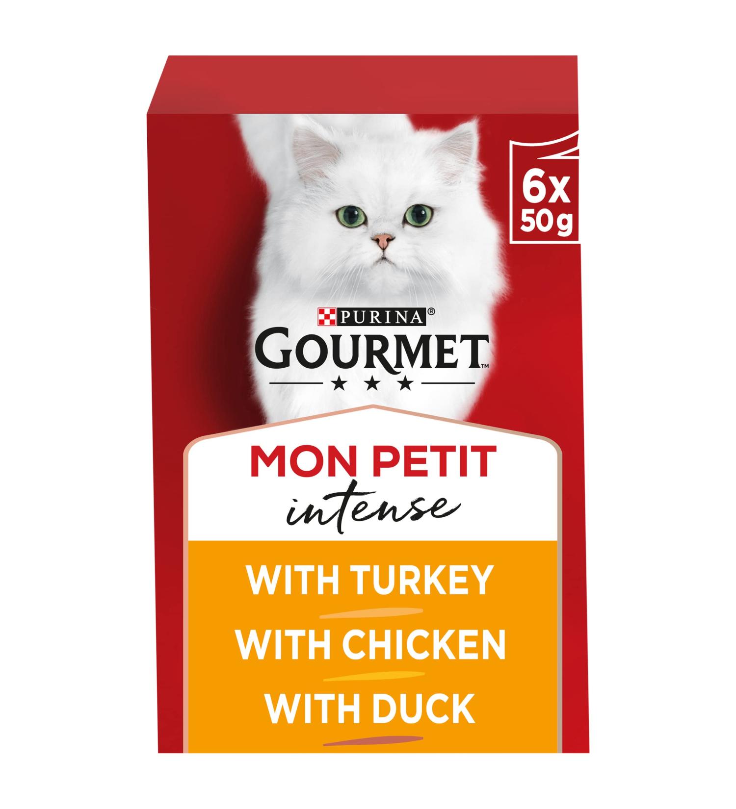 Gourmet Mon Petit Intense Duck Chicken and Turkey Adult Wet Cat Food 6x50g Pack of 8 - Buy Online on SooperMarket.com
