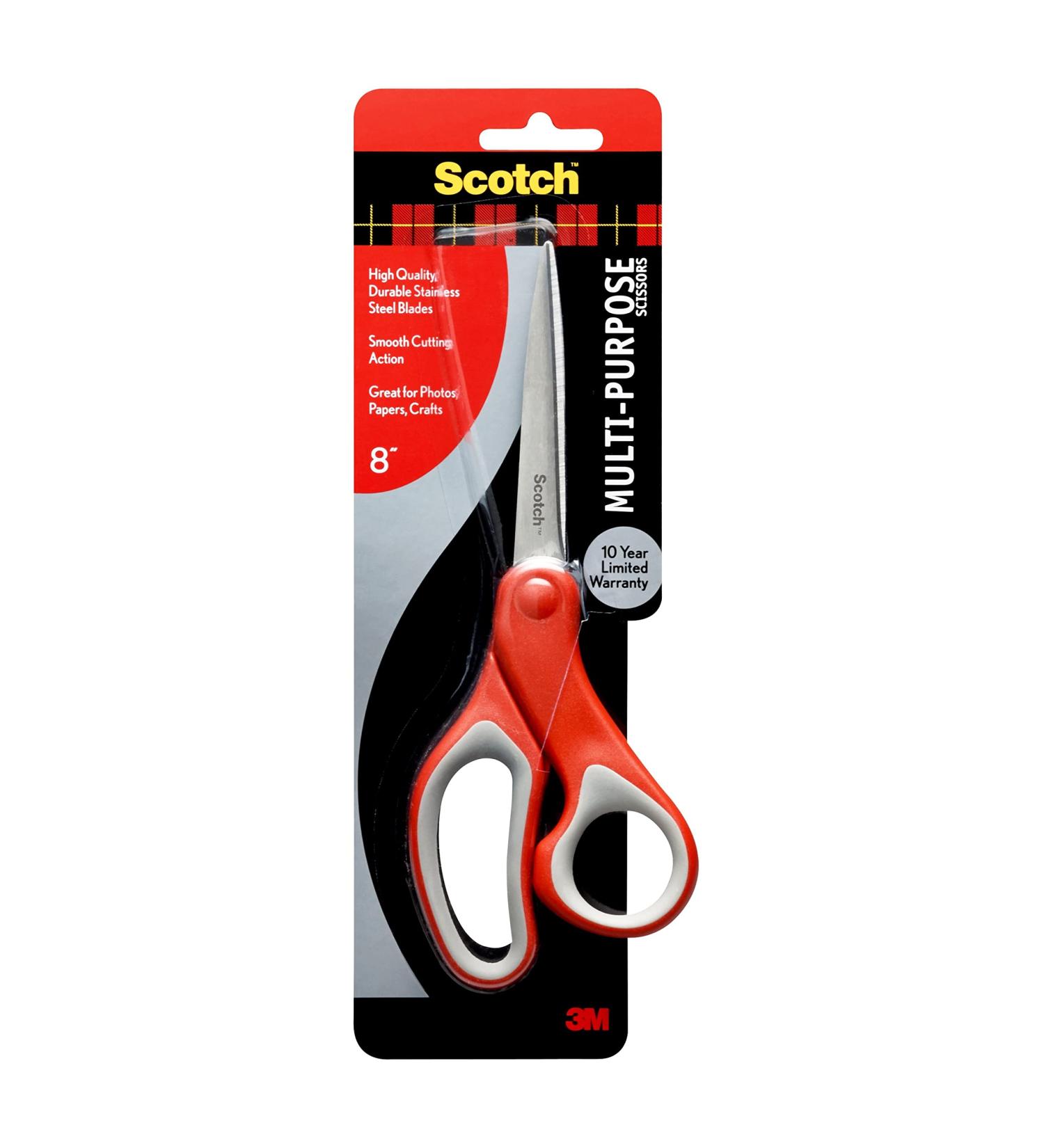 Scotch 8 Inch Multi-Purpose Scissors  Great for Everyday Use (1428) Red/Grey - Buy Online on SooperMarket.com