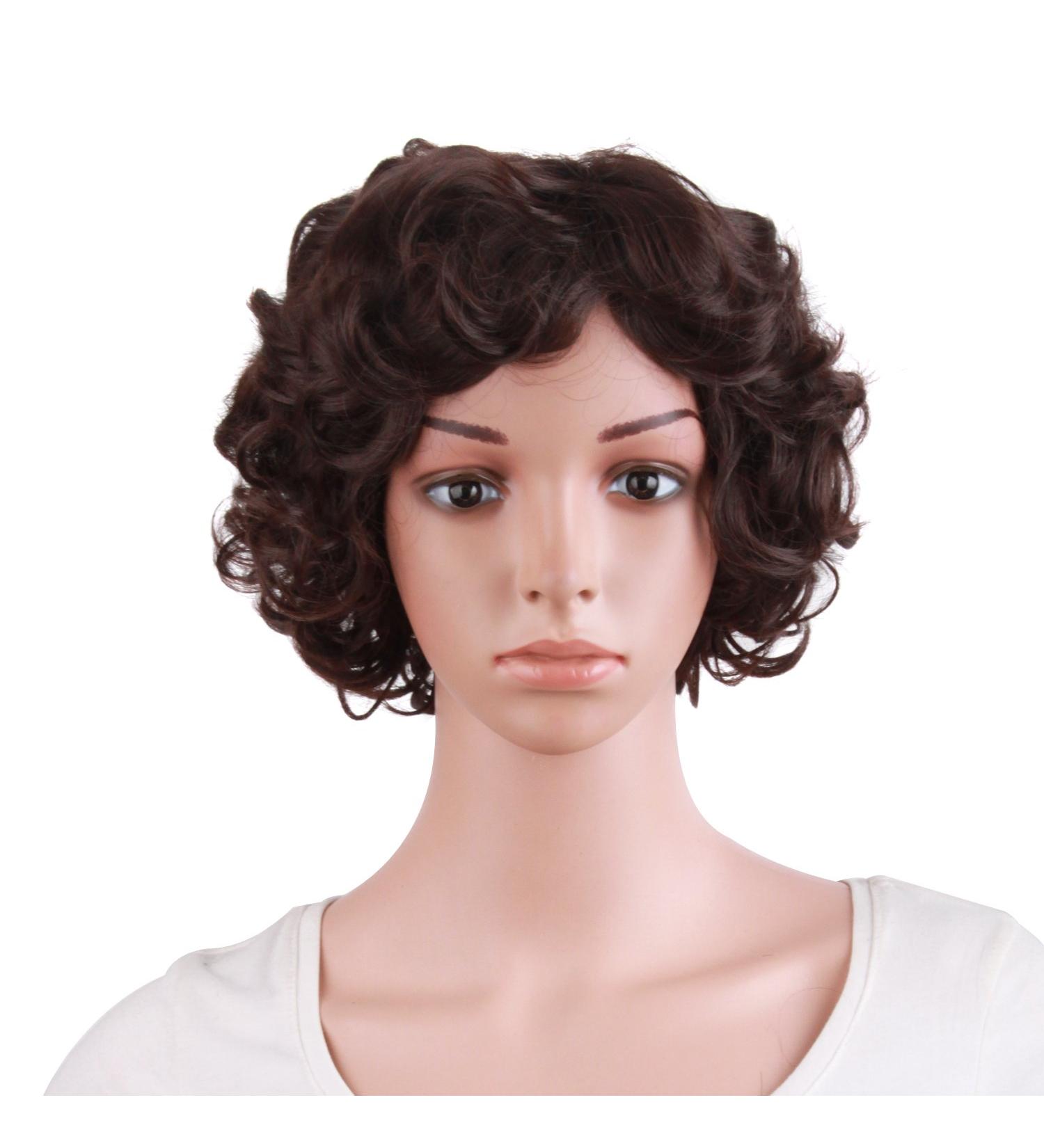 MapofBeauty 11.8 Inch Special Elderly Short Curly Fashion Wig in Dark Brown - Buy Online on SooperMarket.com
