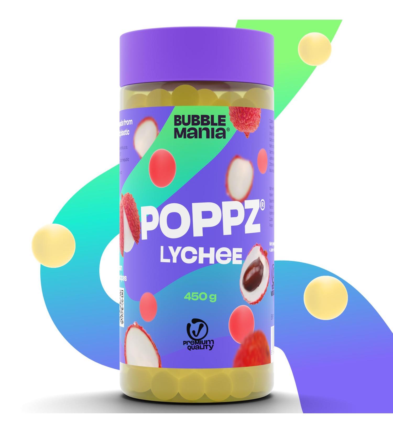 Poppz Lychee Popping Boba Fruit Pearls for Bubble Tea - 450g by Bubble Mania - Buy Online on SooperMarket.com