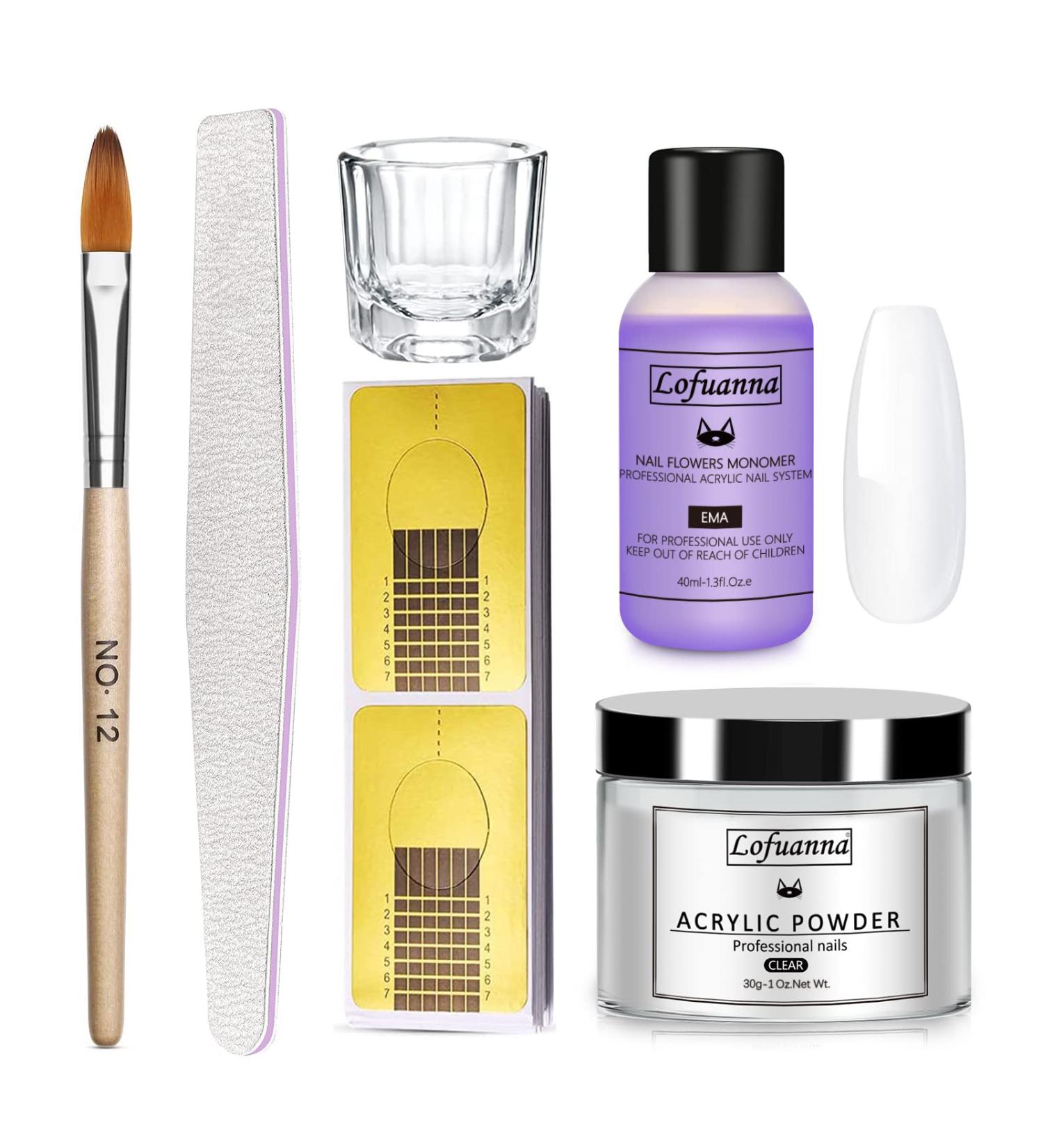 lofuanna Acrylic Nail Art Kit - Clear Powder, Liquid Monomer, Nail Extension Tools Set - Buy Online on SooperMarket.com