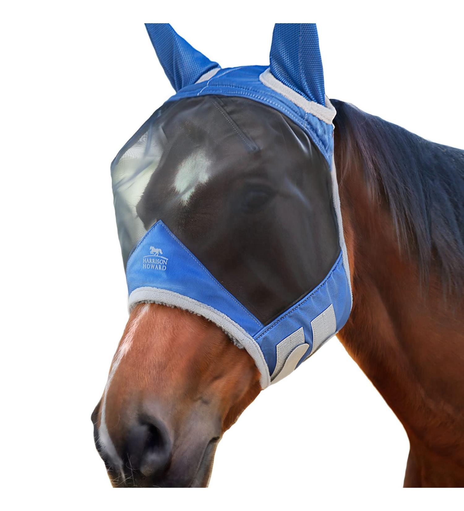 Harrison Howard Caremaster Pro Luminous Fly Mask | UV Protection & Fleece Padding | Ear Protection for Horses | Navy Blue | Buy Now - Buy Online on SooperMarket.com