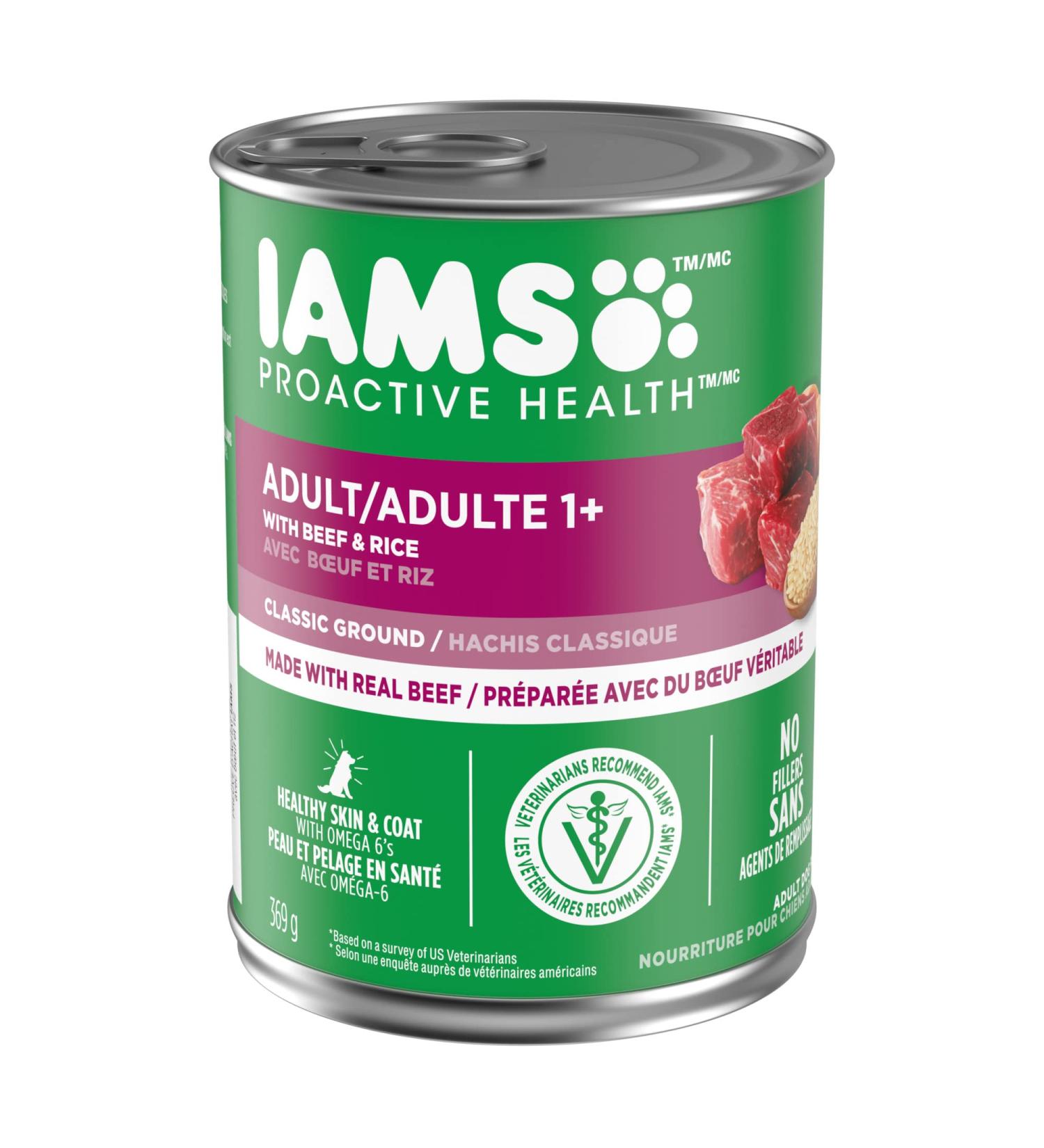 IAMS Proactive Health Wet Dog Food Adult Beef & Rice Classic Ground 369g Can (12 Pack) Pate Beef & Rice 369 g (Pack of 12) - Buy Online on SooperMarket.com