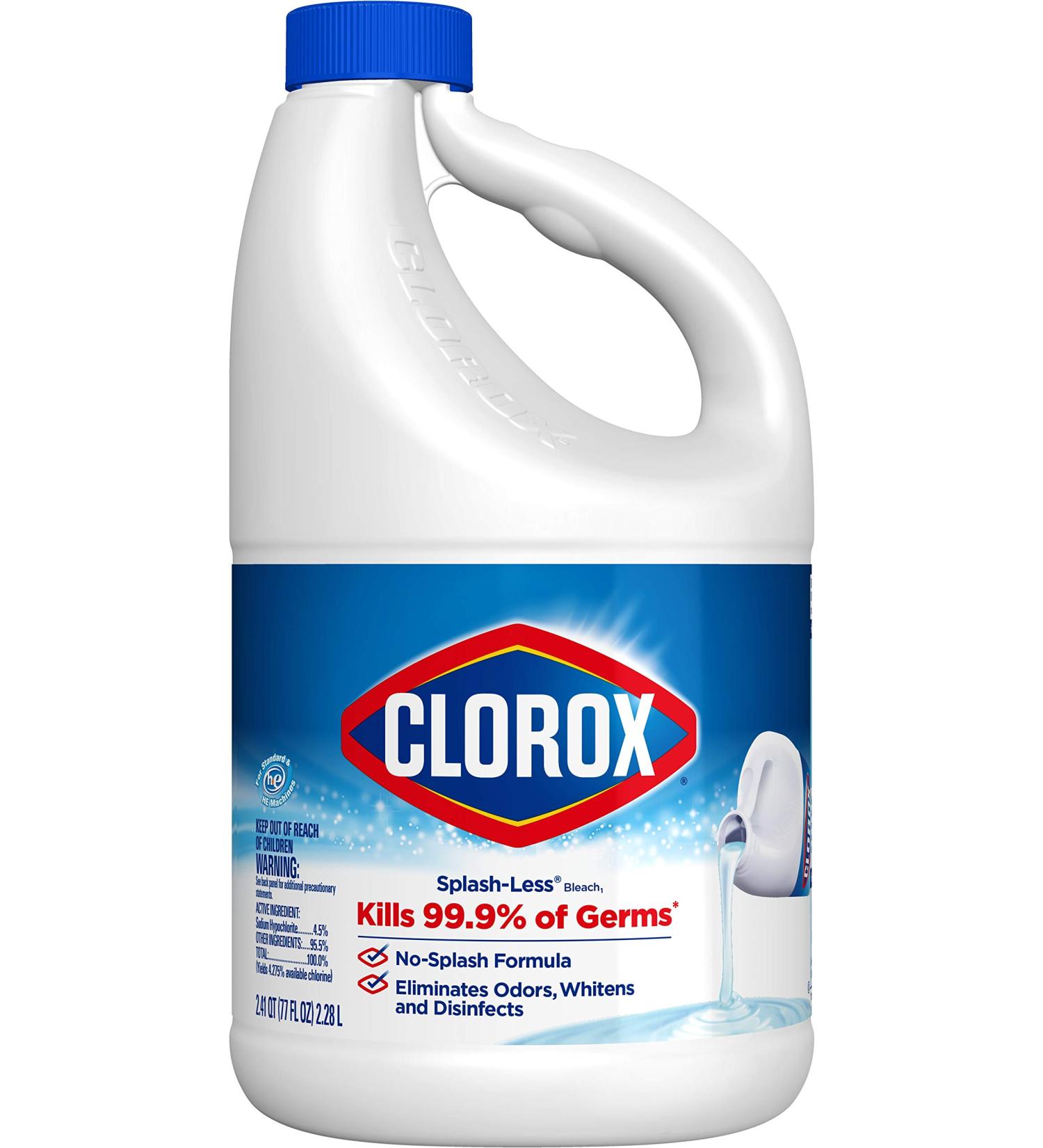 Clorox Splash-Less Disinfecting Bleach Regular - 77oz Bottle - Buy Online on SooperMarket.com
