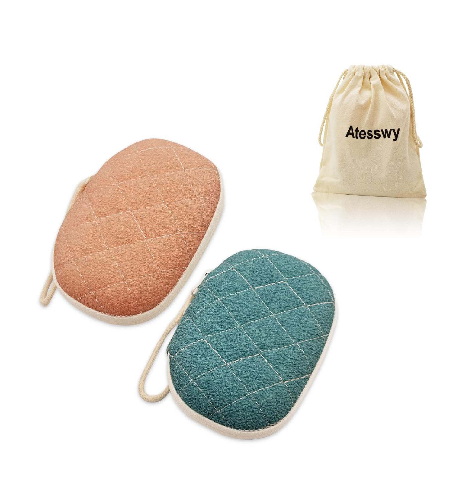 Atesswy Bath Sponge Shower Loofah Body Scrubber - Pack of 2 - Buy Online on SooperMarket.com