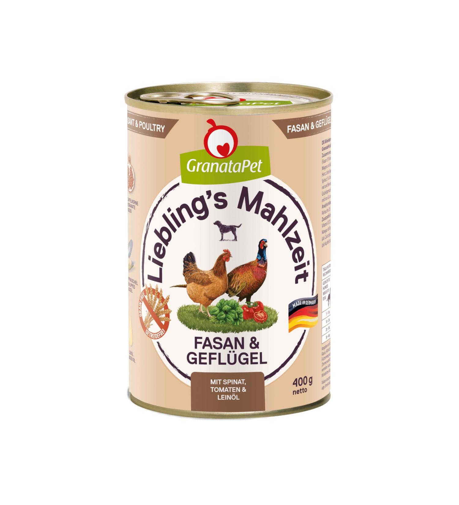 Granatapet Liebling's Meal Fasan & Poultry - Grain-Free Wet Dog Food (6 x 400g) | No Sugar Additives Single Feed - Buy Online on SooperMarket.com