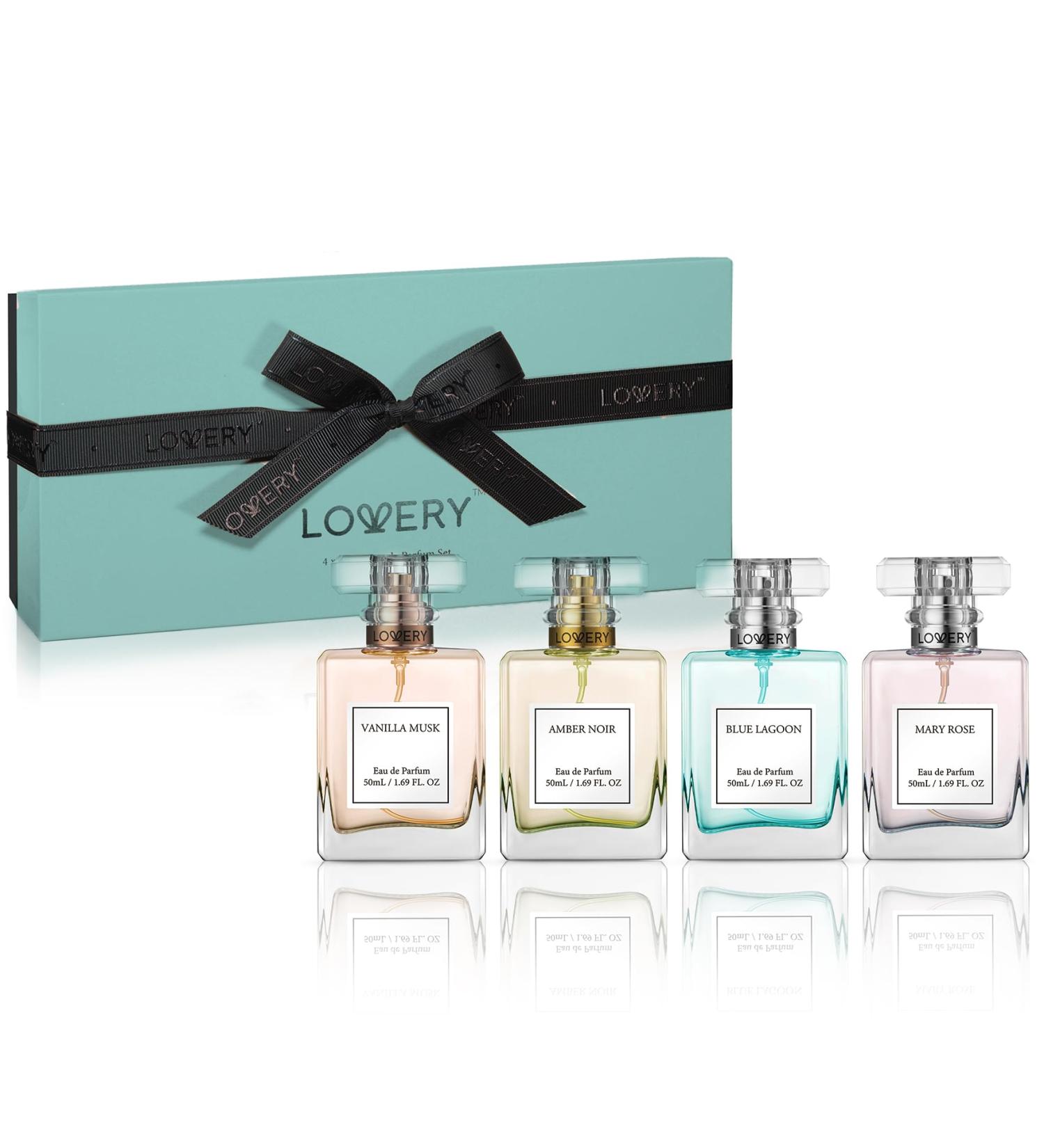 Valentines Gifts for Women Perfume for Women Women's Perfume Gift Set - 4pc Sampler With Vanilla Musk Amber Noir Blue Lagoon & Mary Rose Fragrances - Large Bottle of Floral Parfum Made in France Teal Set - Buy Online on SooperMarket.com